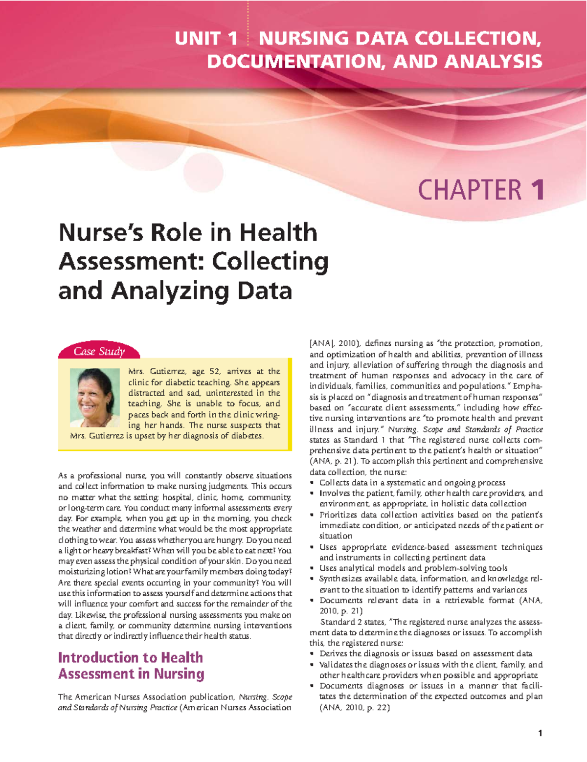 NURS 101: Health Assessment - Unit 1 Case Study on Data Collection and ...