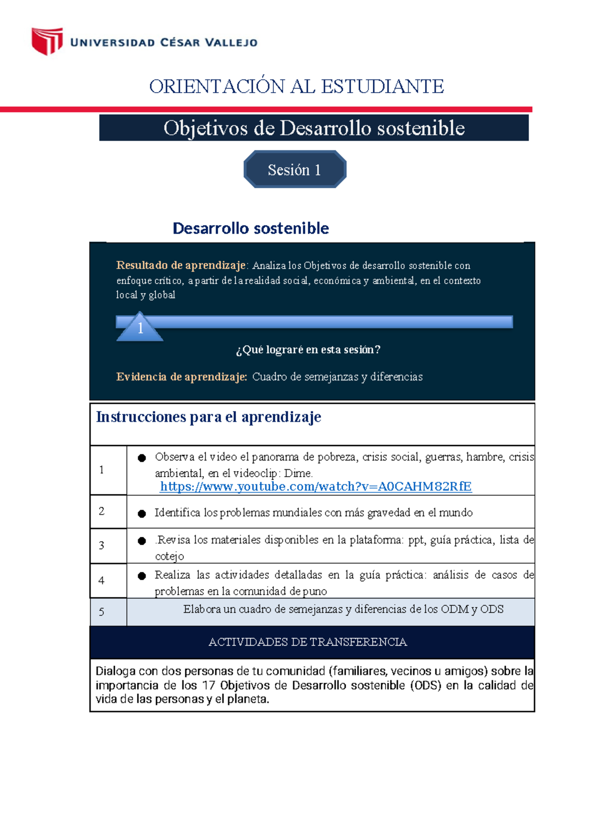 Orientación al Estudiante N° 01: Análisis Crítico de ODS y su Impacto ...