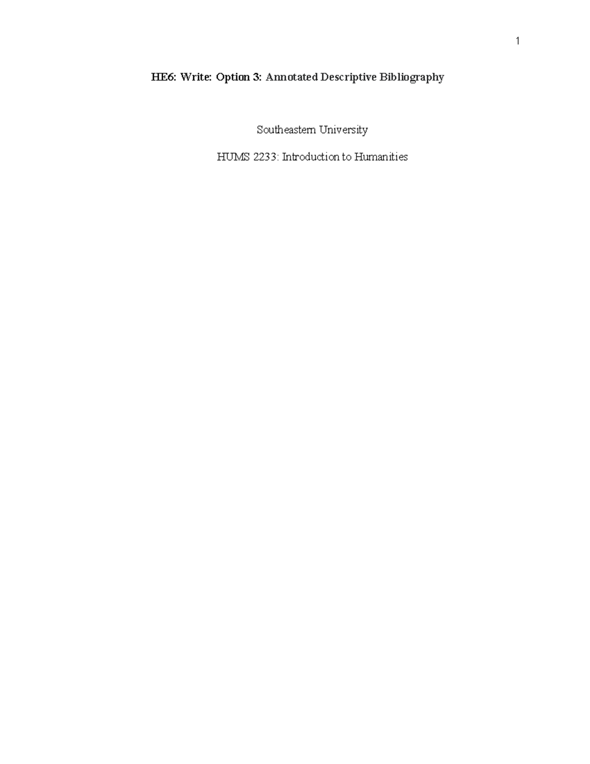 HE6: Option 3 - Annotated Descriptive Bibliography on Psychological ...