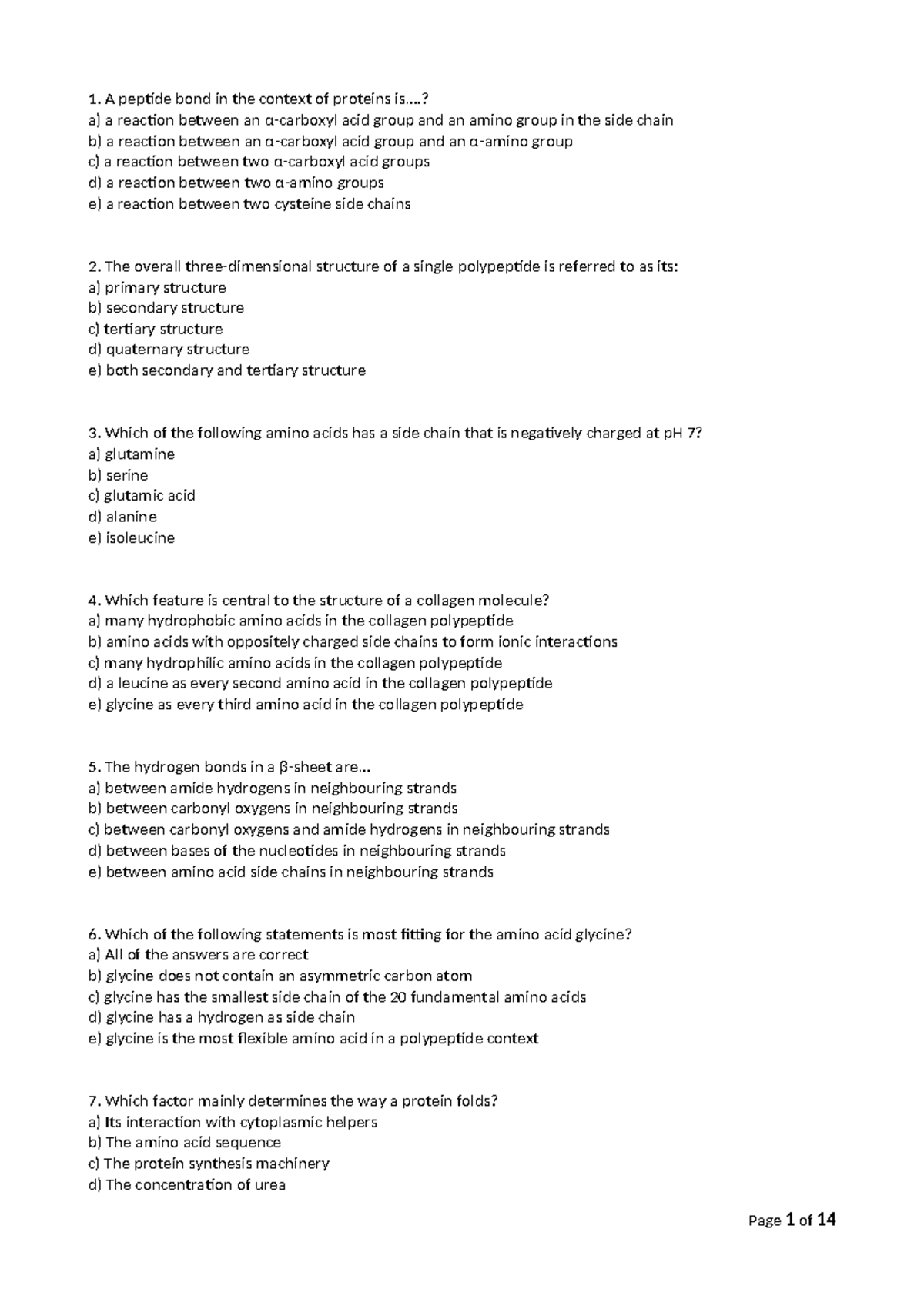 BMB504 Final Exam Review: Protein Structure and Function - Studocu