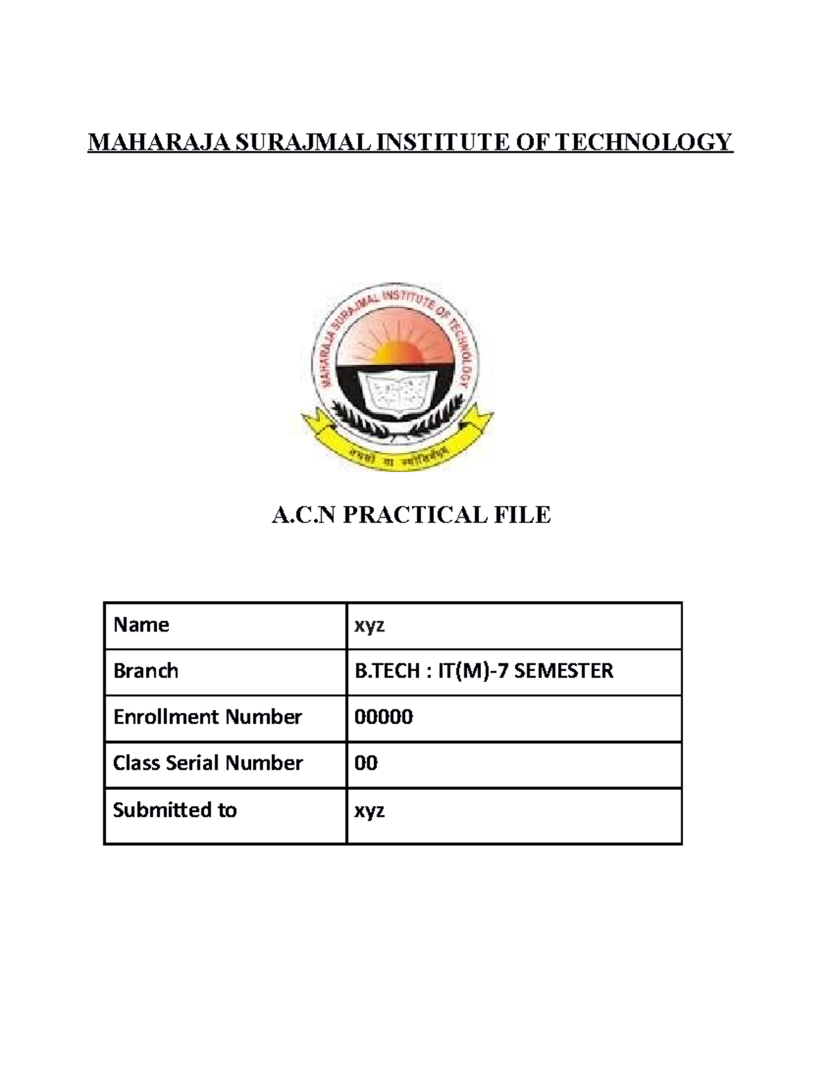 ACN lab manual practicle file - MAHARAJA SURAJMAL INSTITUTE OF ...