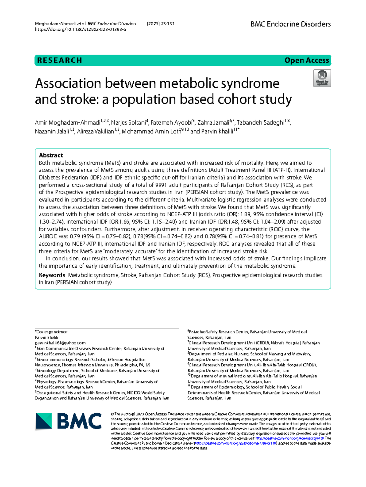 RCS 2023: Association of Metabolic Syndrome with Stroke Risk - Studocu