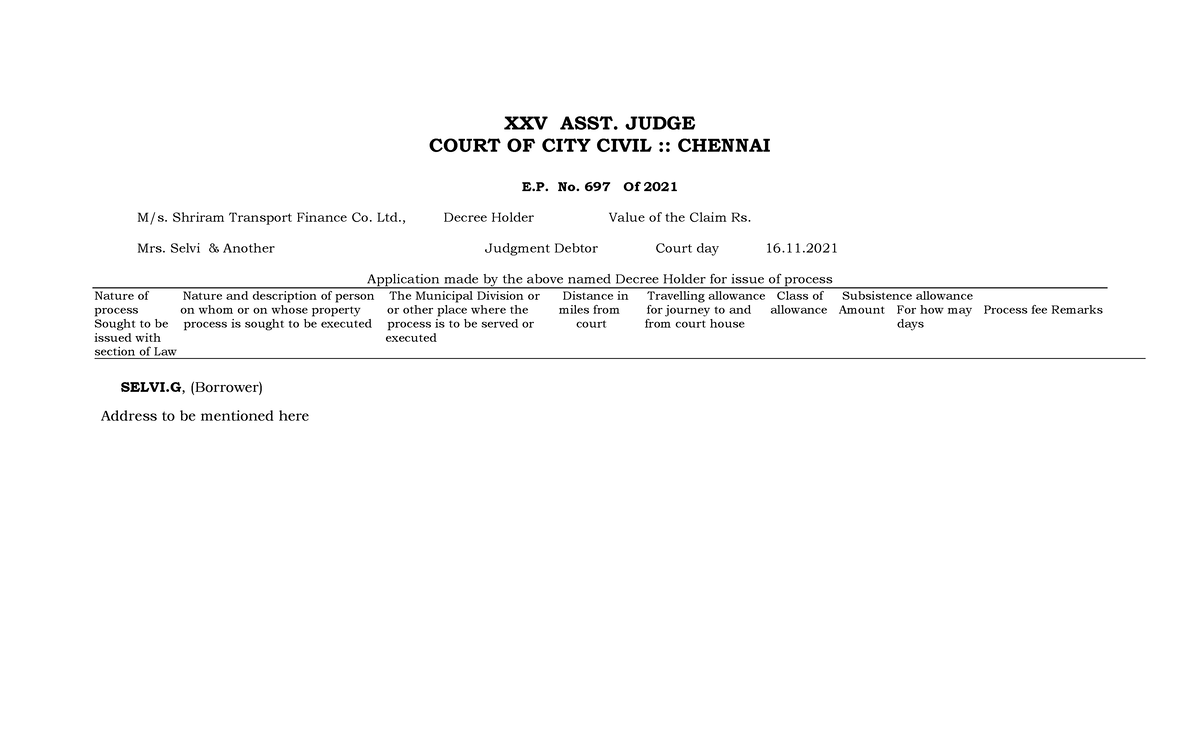 Application Process Format for XXV ASST. JUDGE - E. No. 697/2021 - Studocu