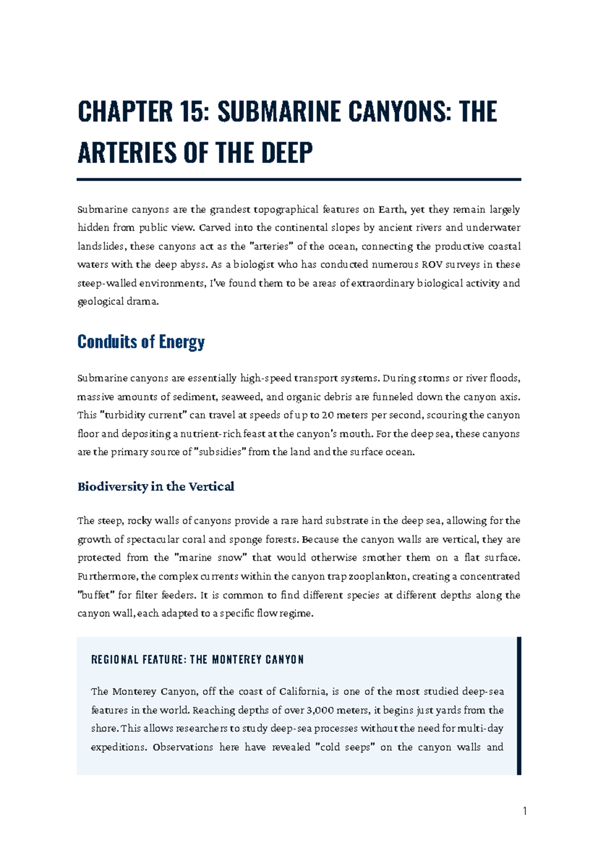 CHAPTER 15: SUBMARINE CANYONS - THE ARTERIES OF THE DEEP - Studocu