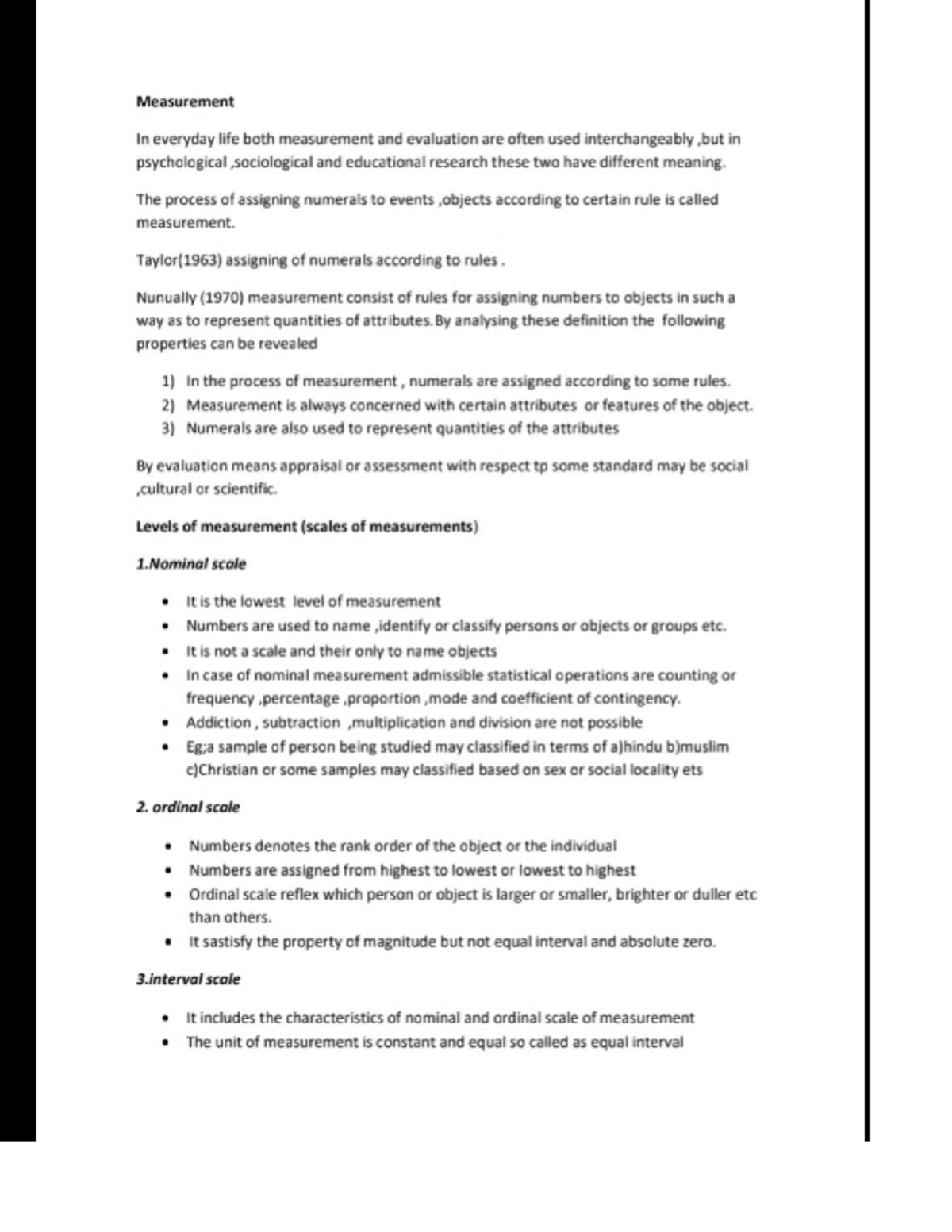 Measurement & Levels of Measurement in Psychology - Studocu