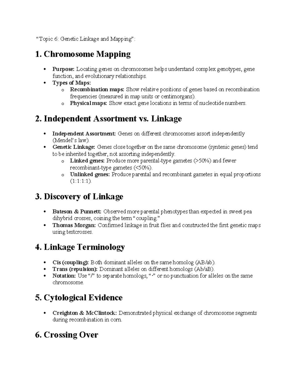 BIOL 2500 summary - FInal chapters (6-10) important points summarized ...
