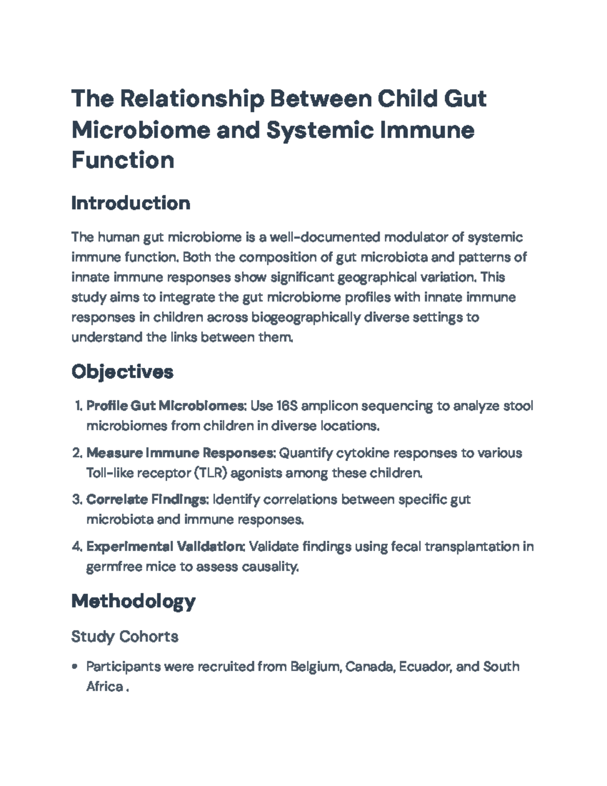 Child Gut Microbiome and Immune Responses: A Global Comparison Study ...