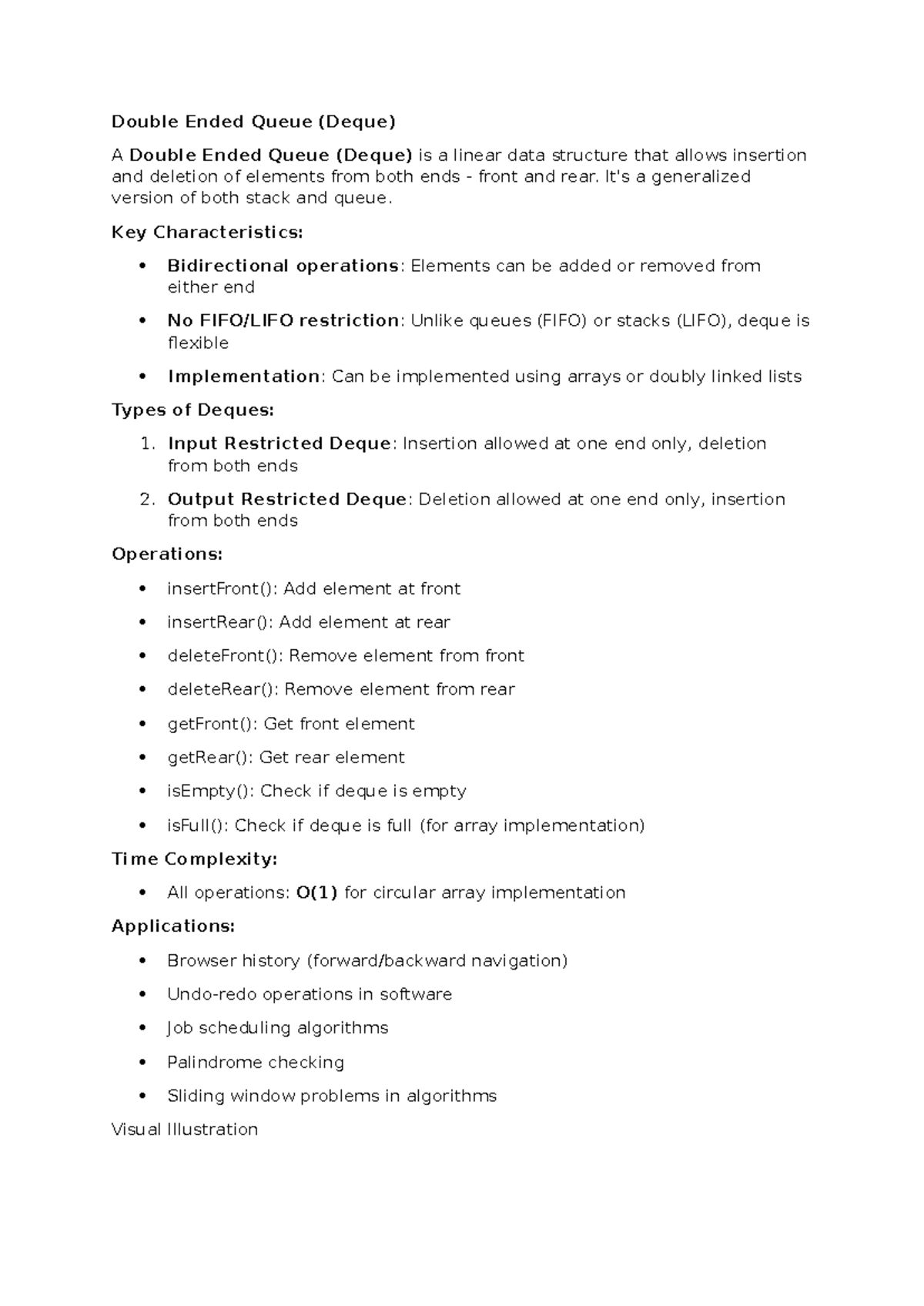 Double Ended Queue (Deque) and Circular Queue Overview - Studocu