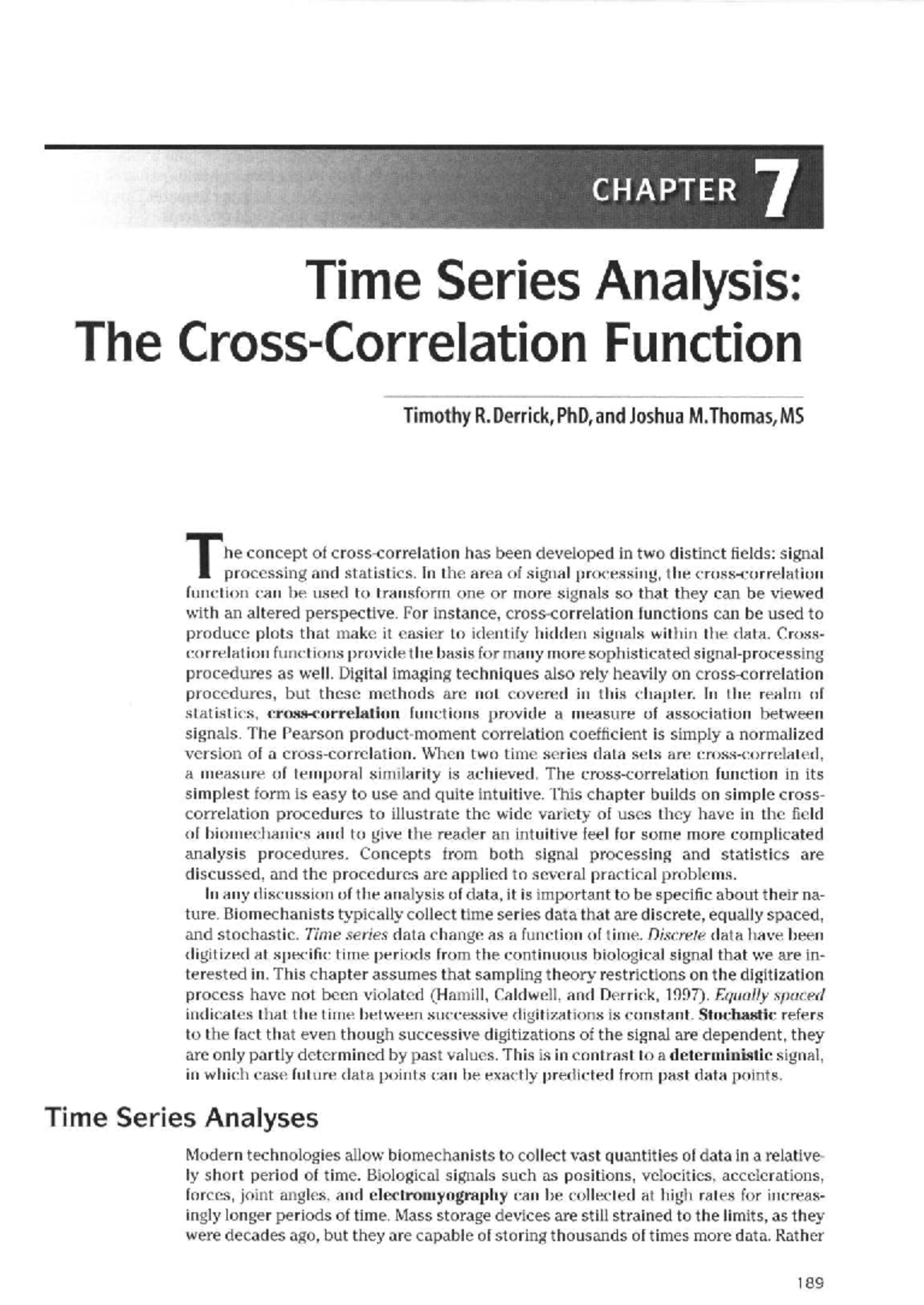 CHAPTER 7 Time Series Analysis: Understanding Correlation Functions ...