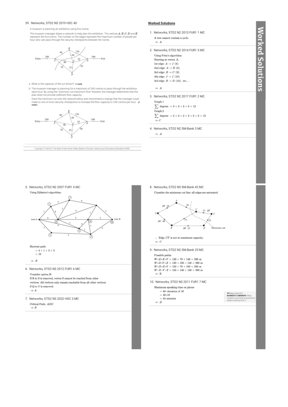 Worked Solutions for Networks & Critical Path Analysis Practice Test ...