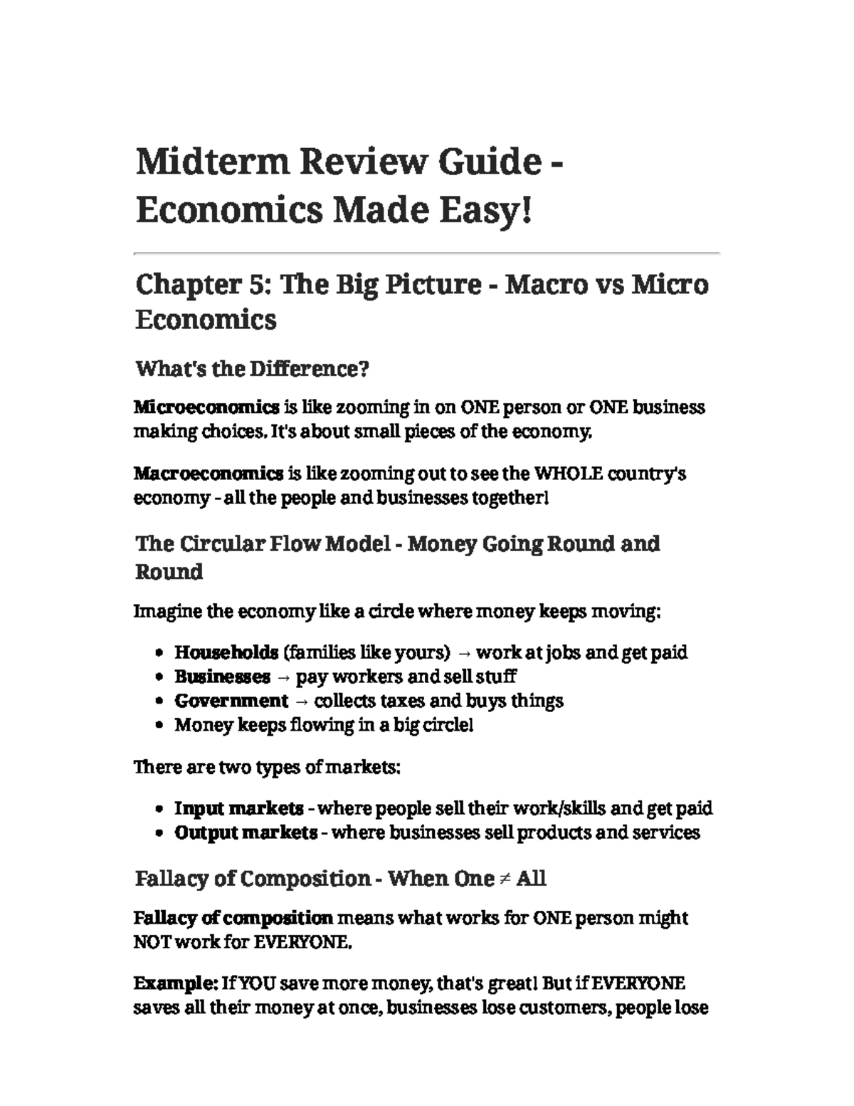 ECON 12131233 Midterm Review: Macro vs Micro Economics Insights - Studocu