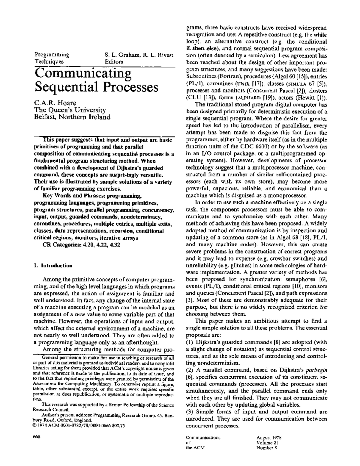 Communicating Sequential Processes: Concepts and Techniques (CS 101 ...