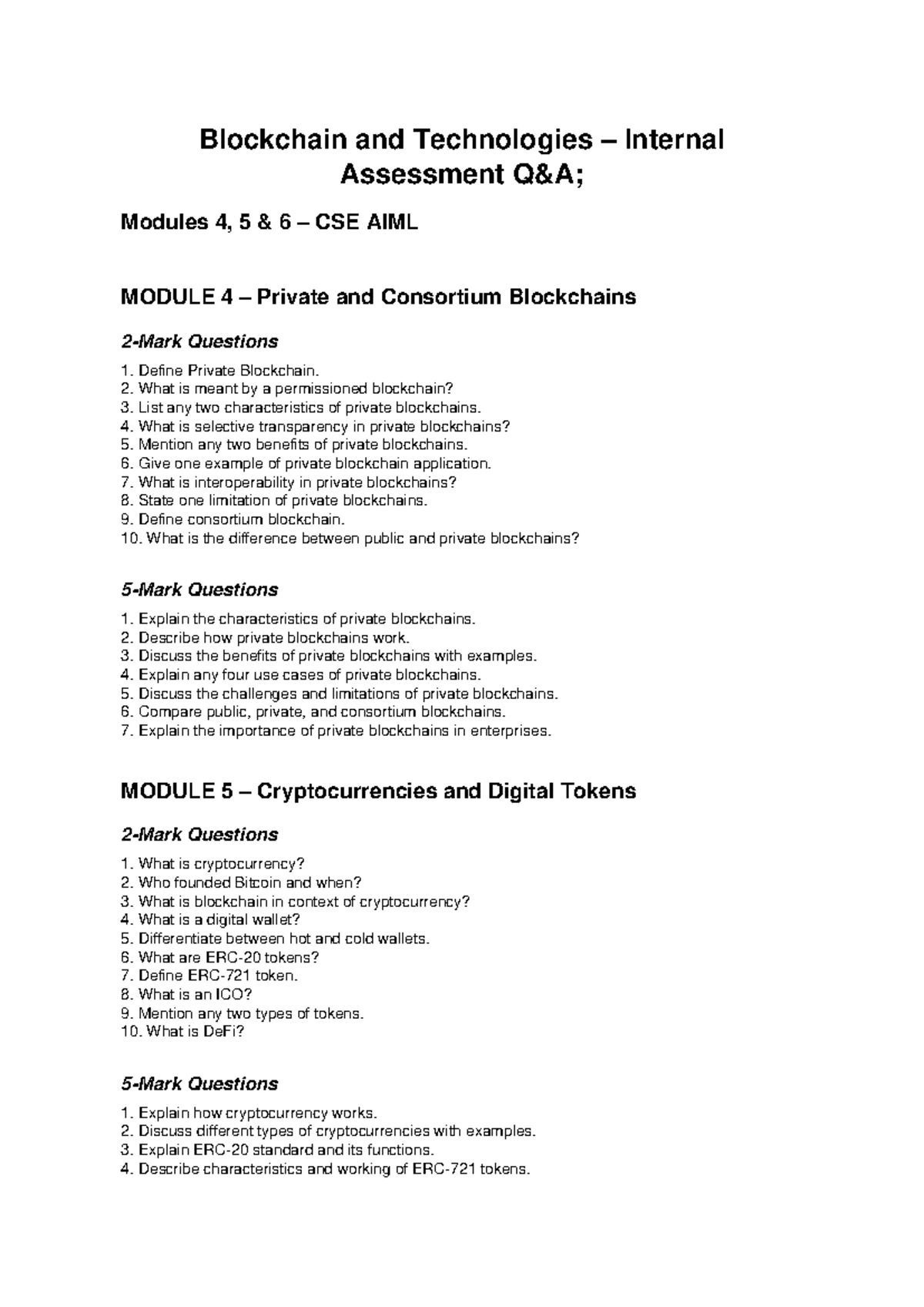 Blockchain Study Questions for SEM - Comprehensive Guide - Studocu