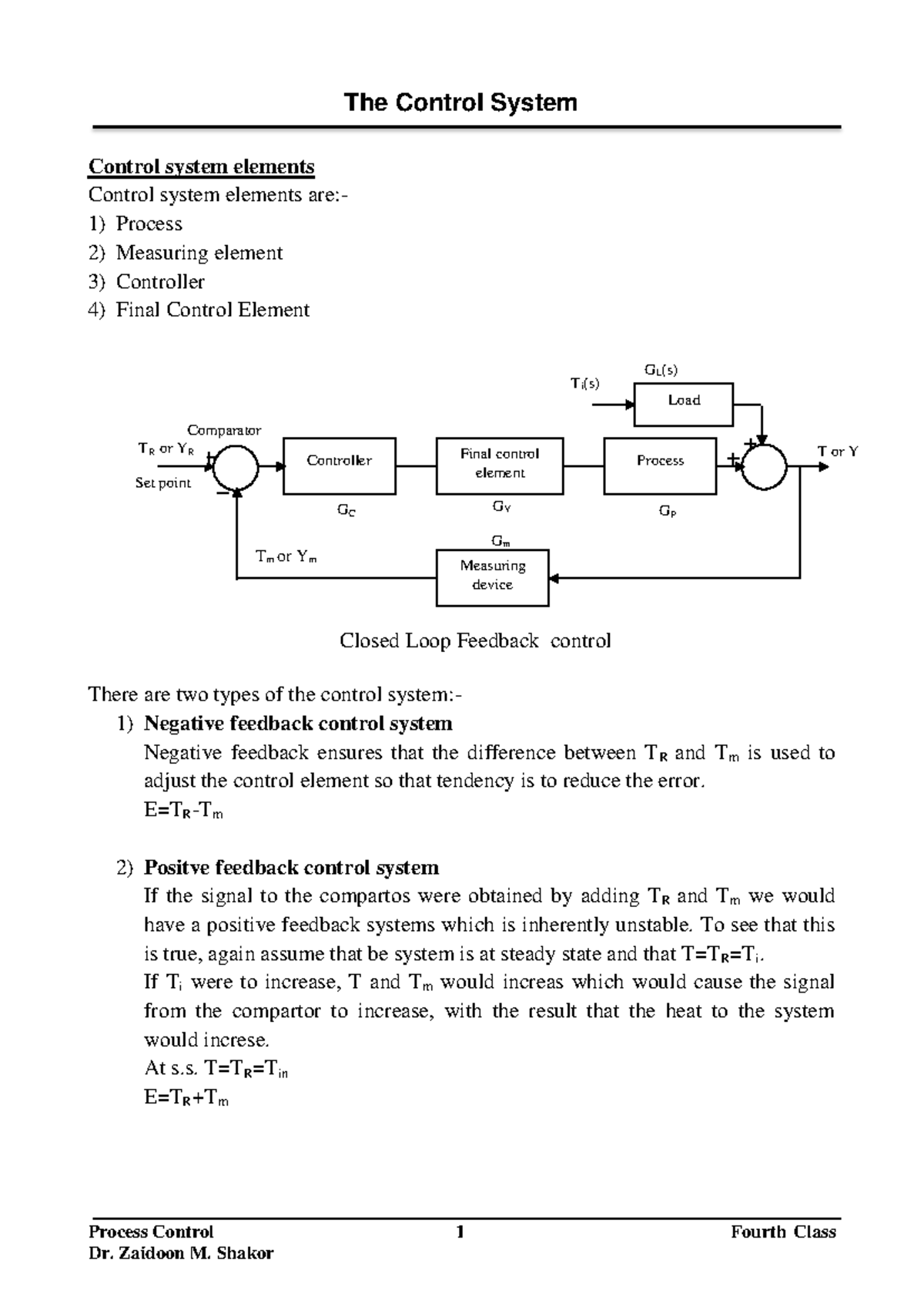 Process Control 1: Control Systems, Feedback Types, and Components ...