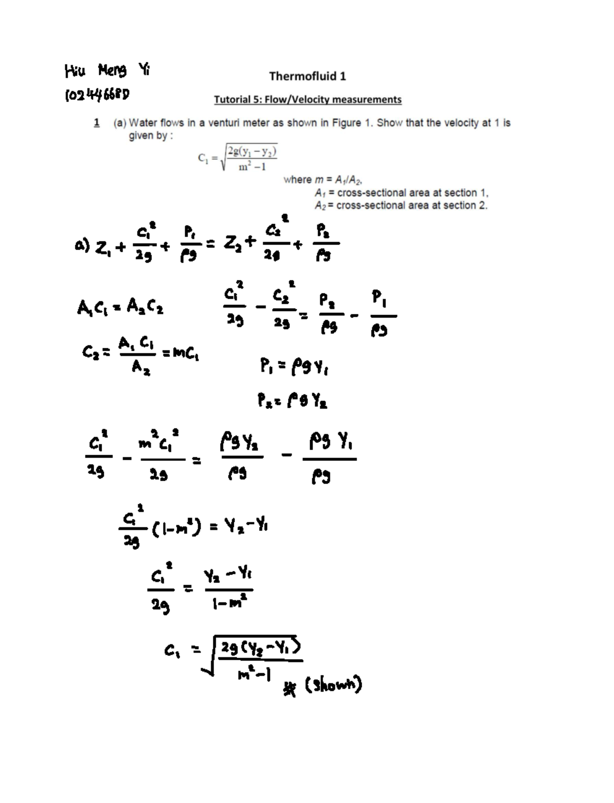 Thermofluid Tutorial 5: Advanced Concepts and Calculations - Studocu