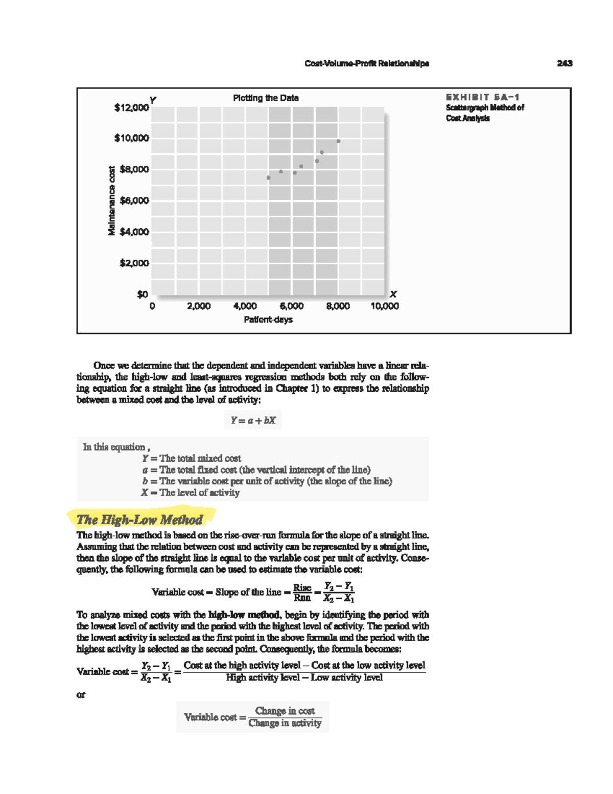 High-Low Method Analysis for Cost Estimation in Relationships 243 Y ...