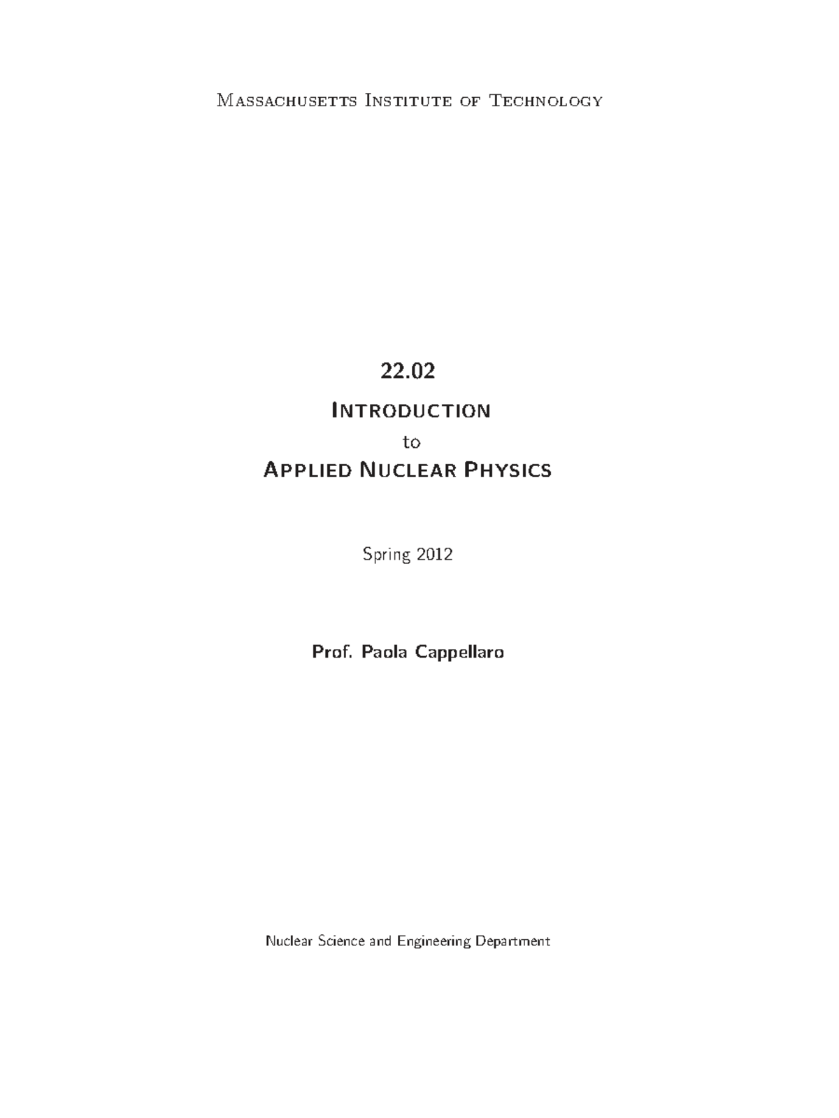MIT 22.02 Lecture Notes: Introduction to Applied Nuclear Physics - Studocu