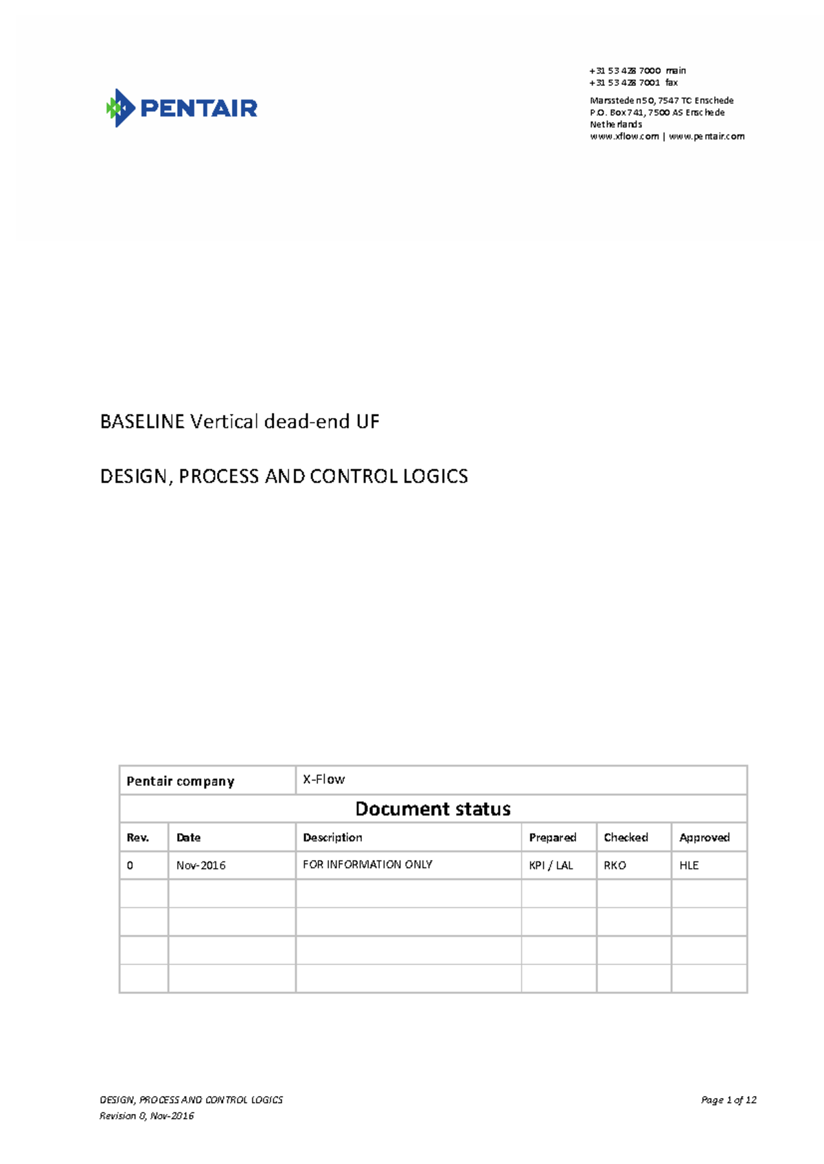 Baseline Vertical UF Design, Process & Control Logics (53 428) - Studocu