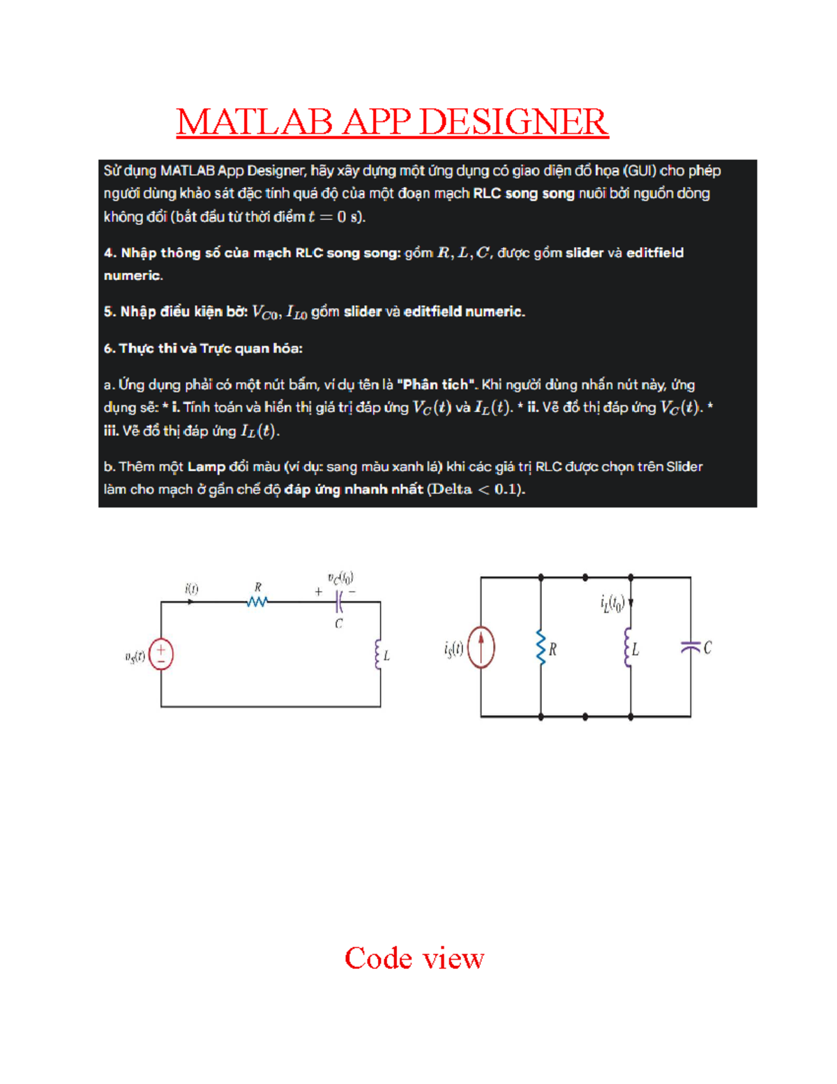 MATLAB App Designer: RLC Circuit Analysis and Simulation - Studocu