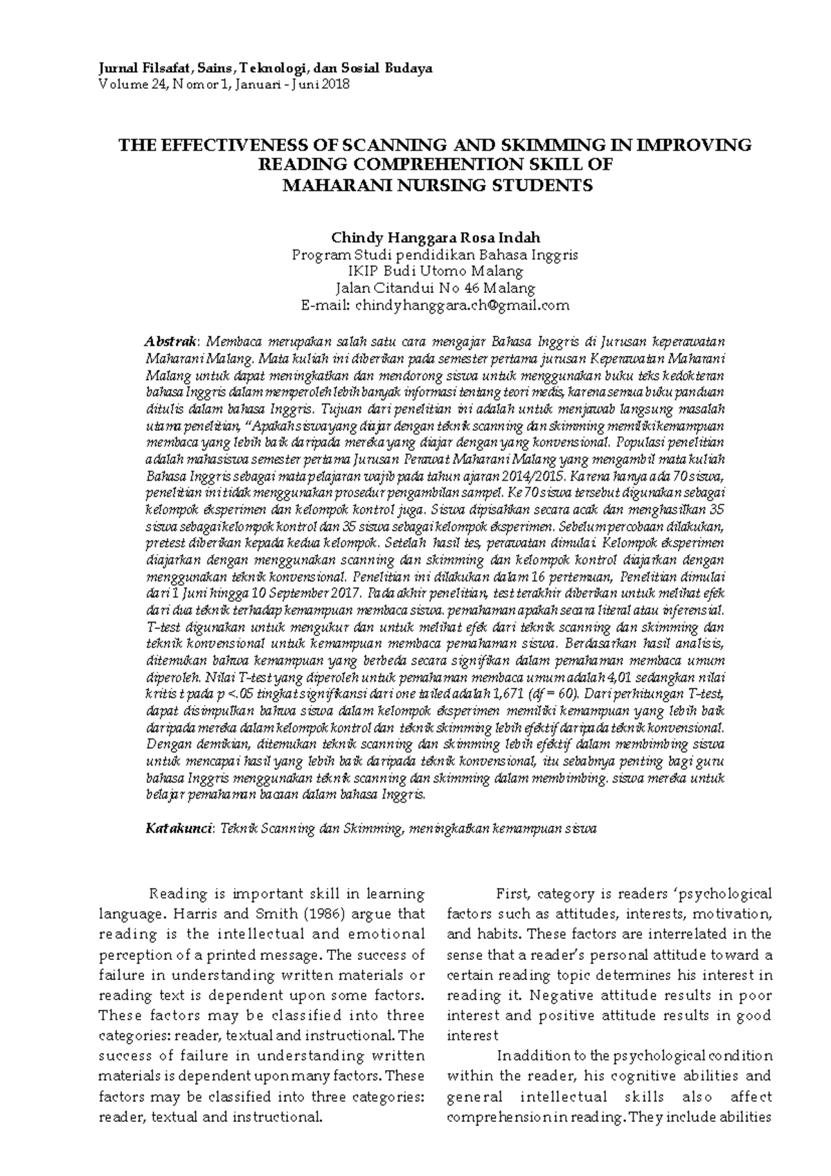 The Effectiveness of Scanning and Skimmi - THE EFFECTIVENESS OF ...