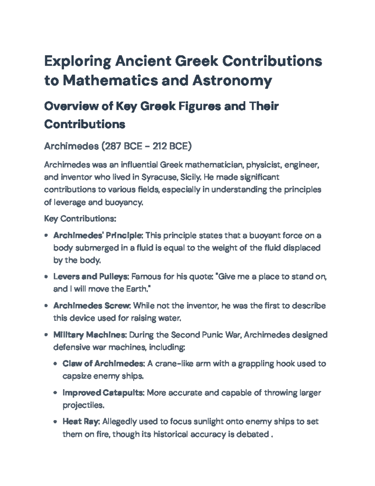Exploring Greek Contributions to Math & Astronomy: Key Figures ...