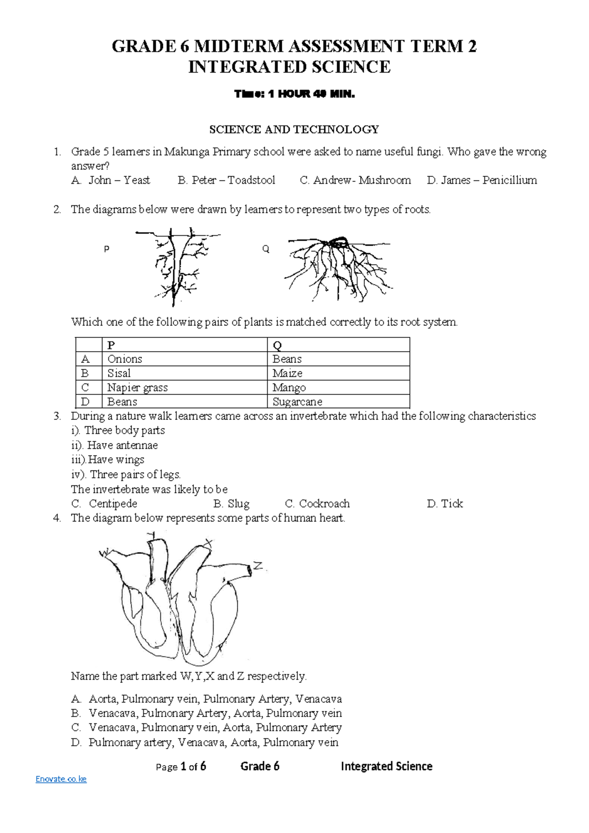 GRADE 6 MIDTERM ASSESSMENT TERM 2 INTEGRATED SCIENCE NOTES & QUESTIONS ...