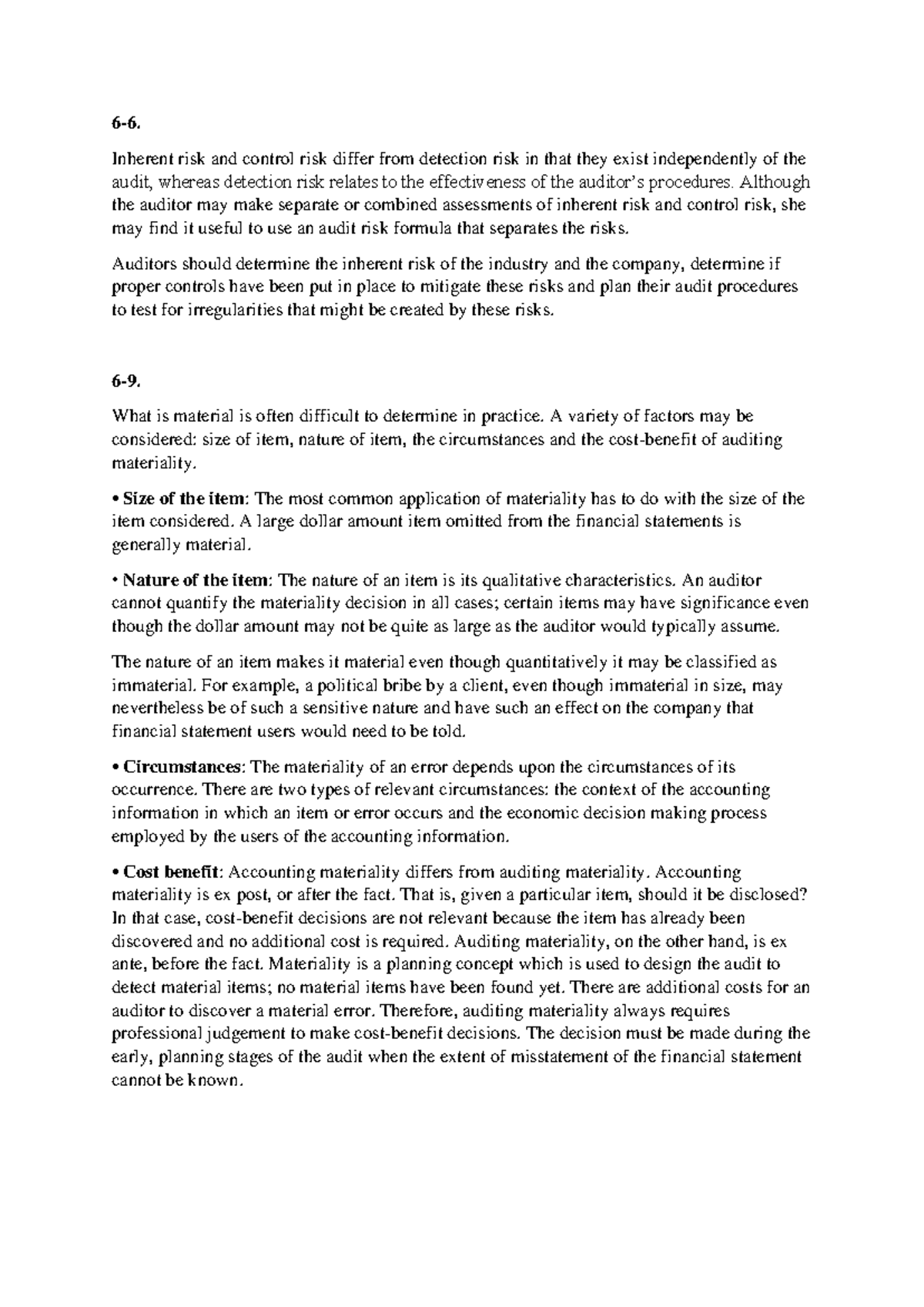 Chap5: Inherent Risk vs. Control Risk in Auditing Processes - Studocu