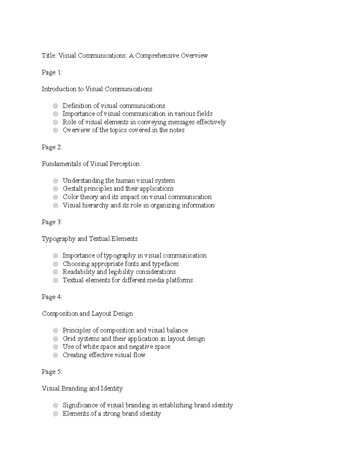 Visual Communications A Comprehensive Overview - Studocu