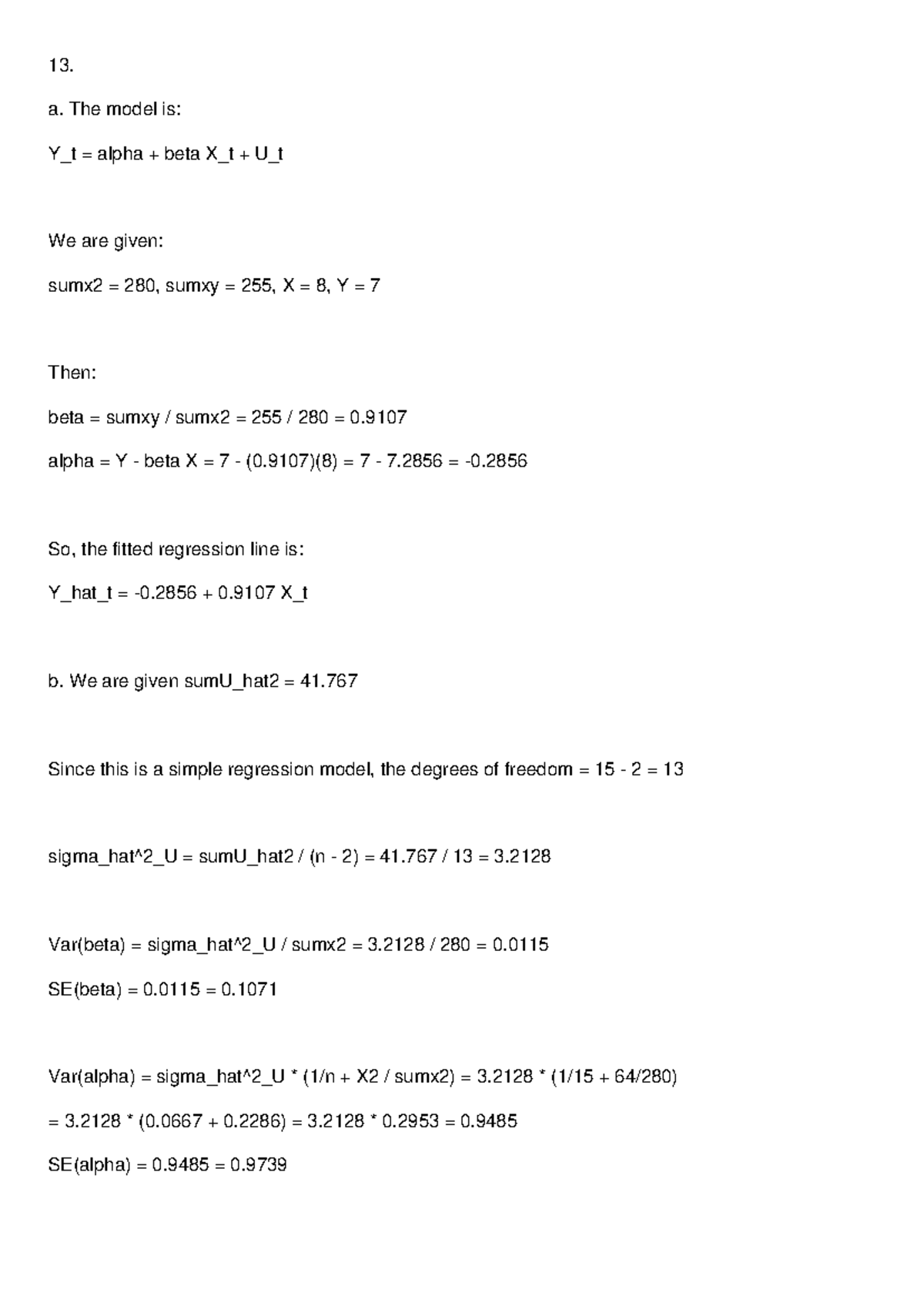 Regression Analysis Answers: Final Exam Insights (Course Code: 13 ...
