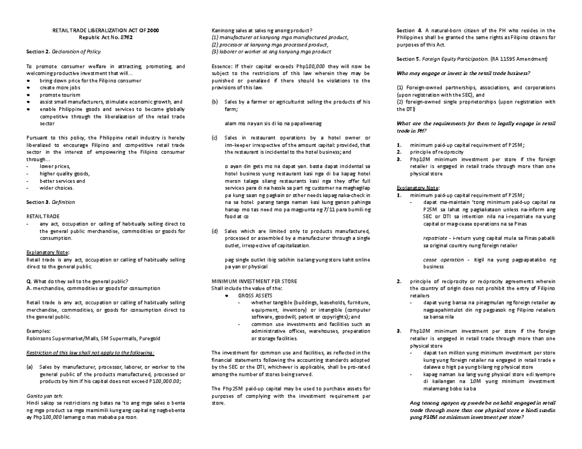 Consti 101 Final Exam Reviewer: Article 3 - Bill of Rights - Studocu