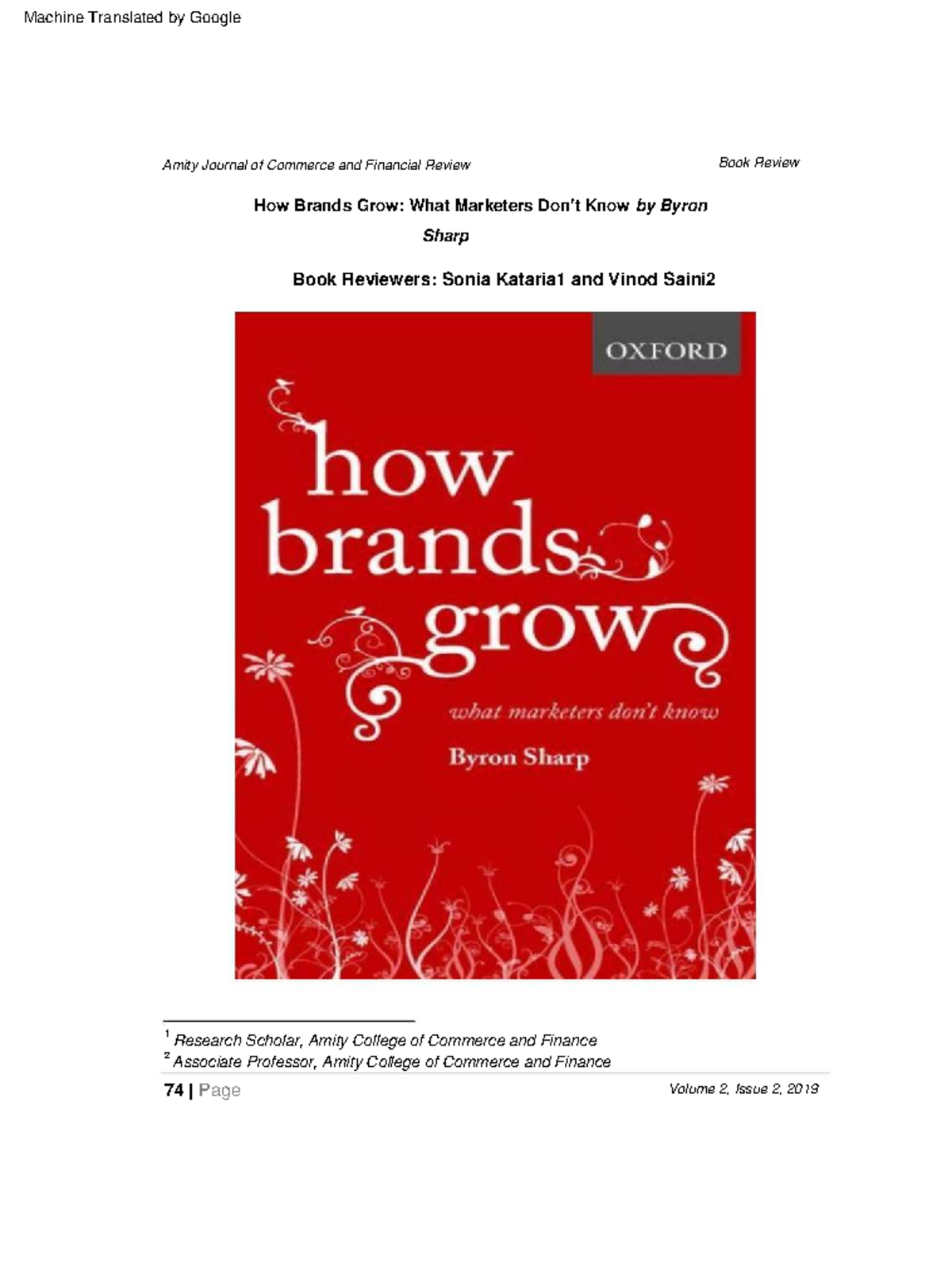 Book Review: How Brands Grow - Insights from Ron Sharp (ACC 101) - Studocu