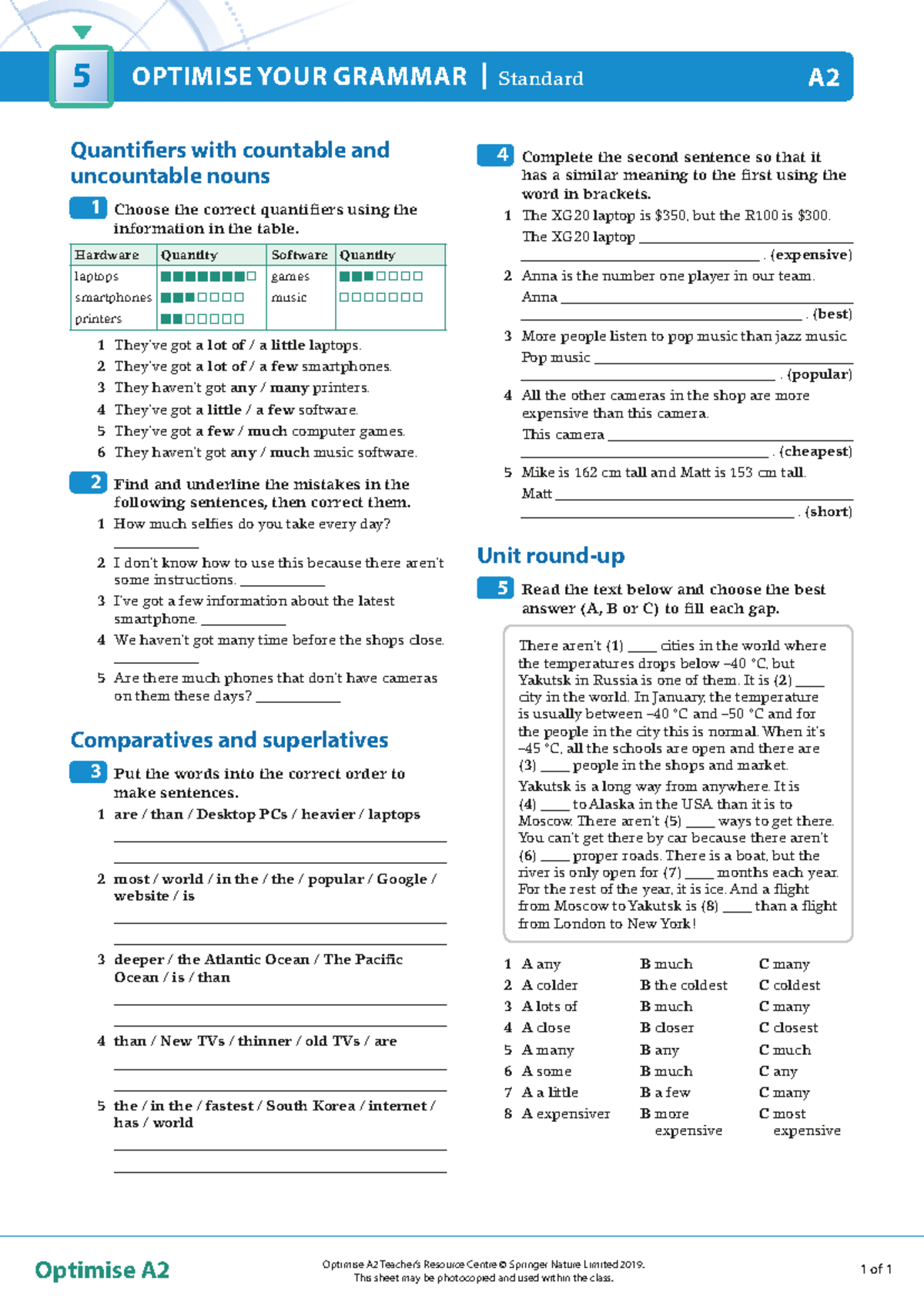 A2 Grammar Quantifiers: Optimising Standard Quantifiers with Nouns ...