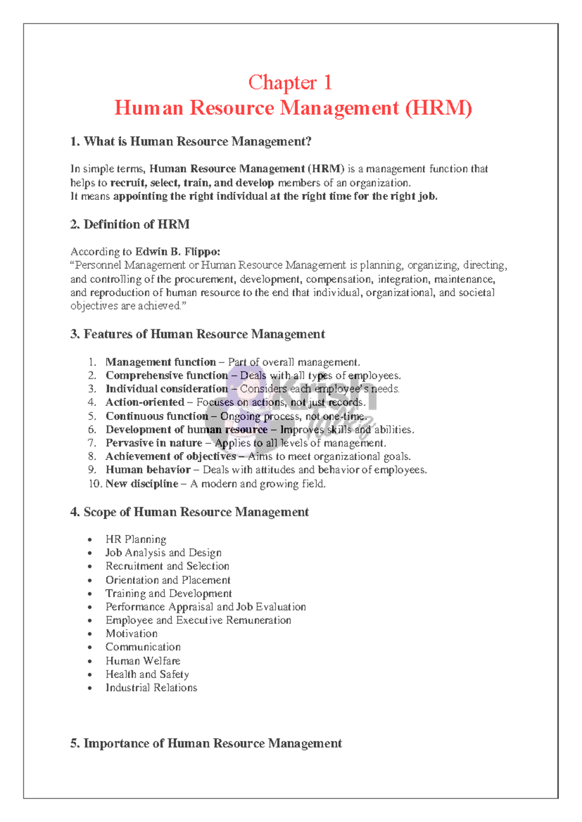 Chapter 1 & 2: Detailed HRM Notes for 5th Sem BBA - Studocu