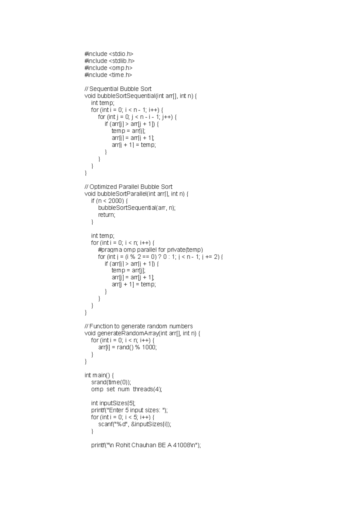 HPC2 - Optimized Bubble Sort: Sequential & Parallel Implementations ...