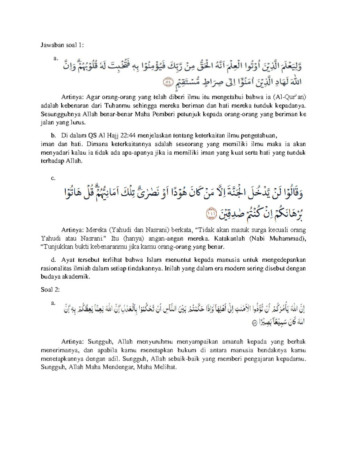 Jawaban MKWU4101: Analisis Keterkaitan Ilmu dan Iman dalam Al-Qur'an ...