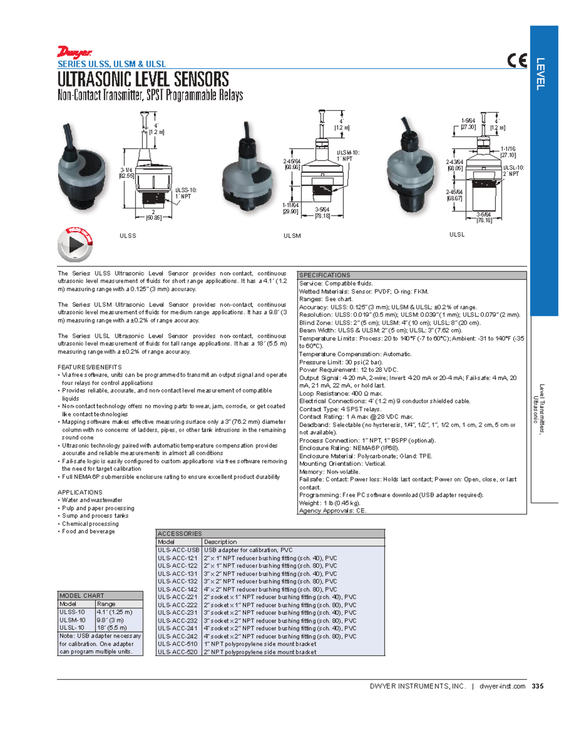 Ultrasonic Level Sensors ULSL, ULSM, ULSS Overview and Specs - Studocu