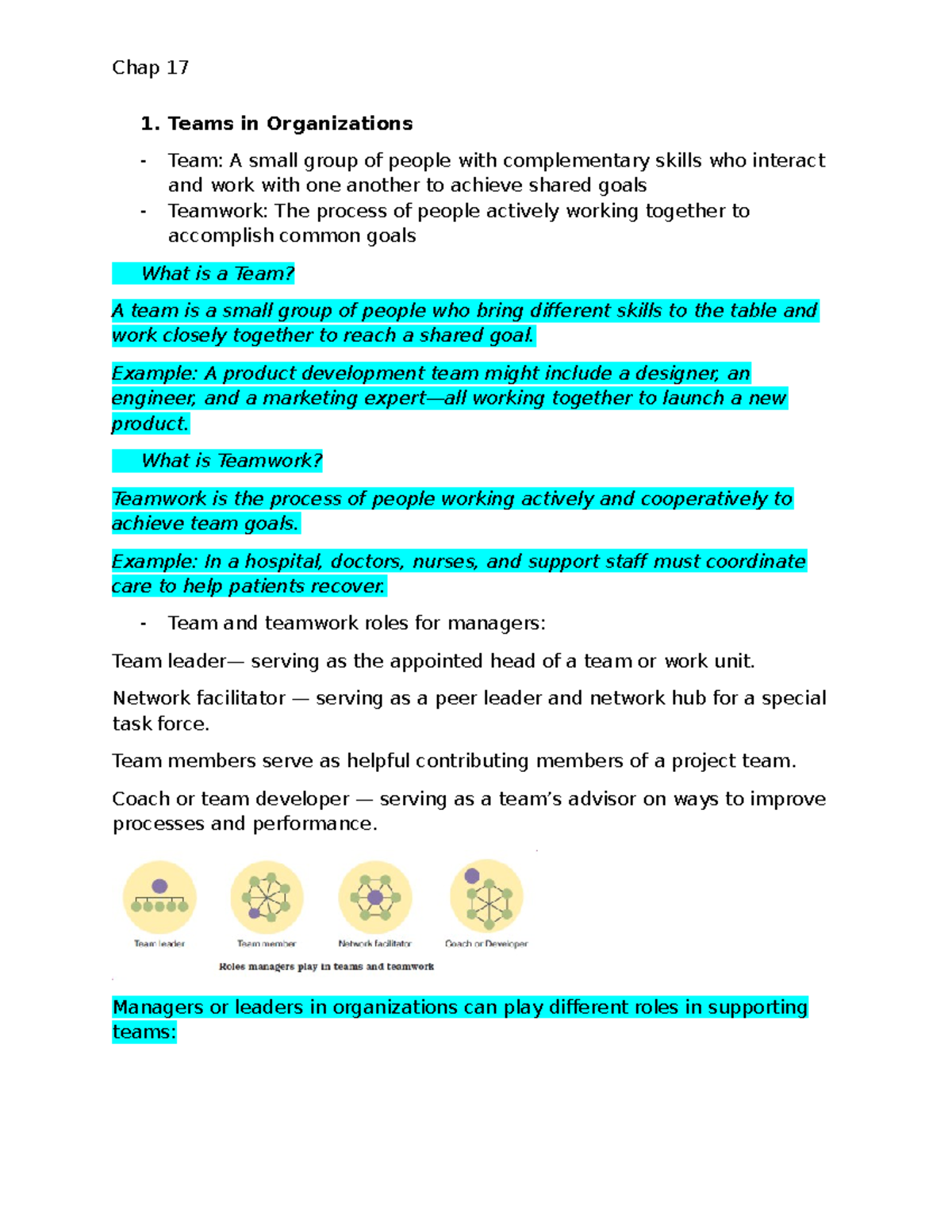 Chapter 17 - Teams and Teamwork in Organizations: Roles, Dynamics, and ...