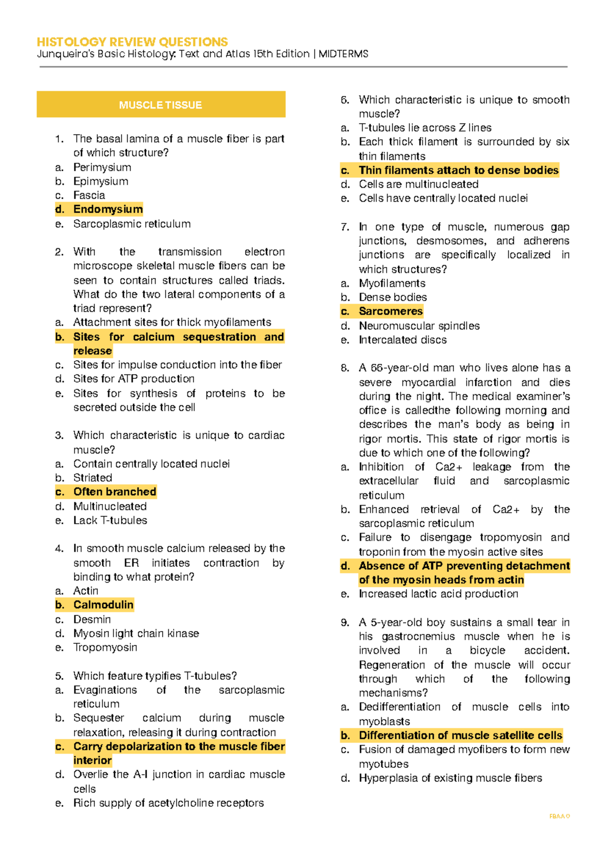 HISTO 101: Midterm Review Questions on Muscle Tissue and Circulatory ...