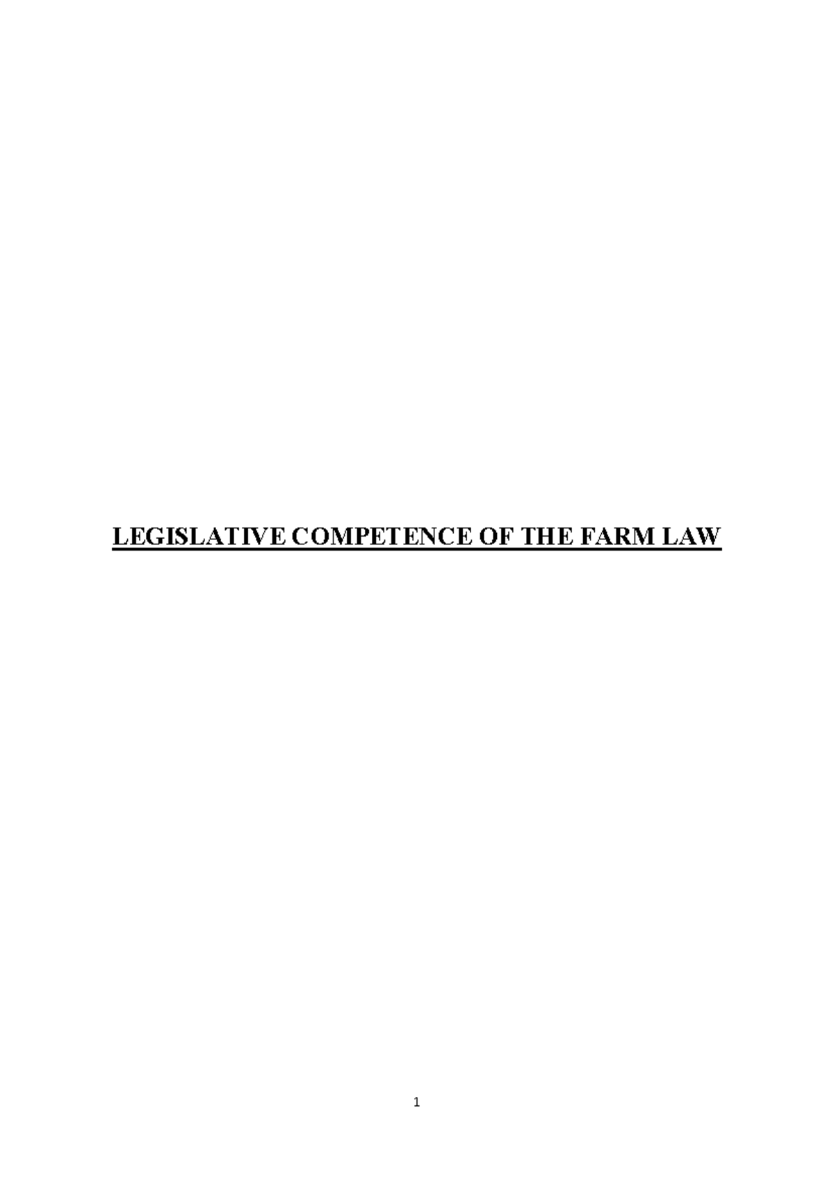 Legislative Competence OF THE FARM LAW - LEGISLATIVE COMPETENCE OF THE ...