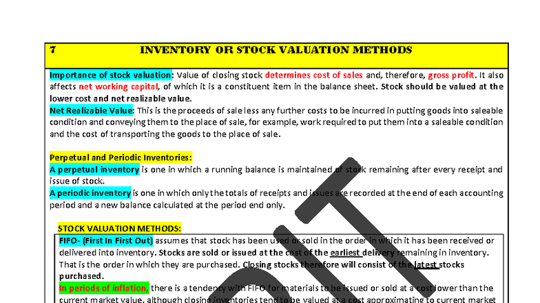 1.7 Stock Valuation Methods: Understanding FIFO, LIFO, and AVCO - Studocu