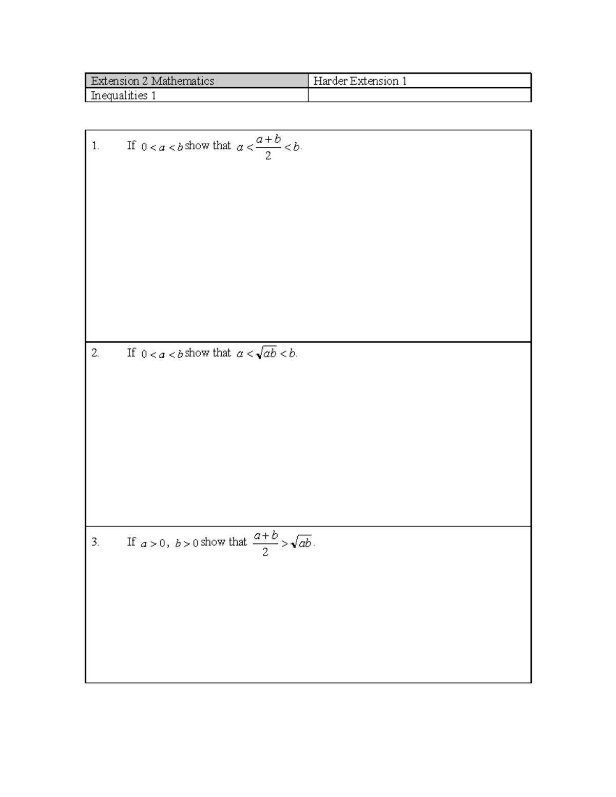 Extension 2 Mathematics: Inequalities Questions and Solutions - Studocu