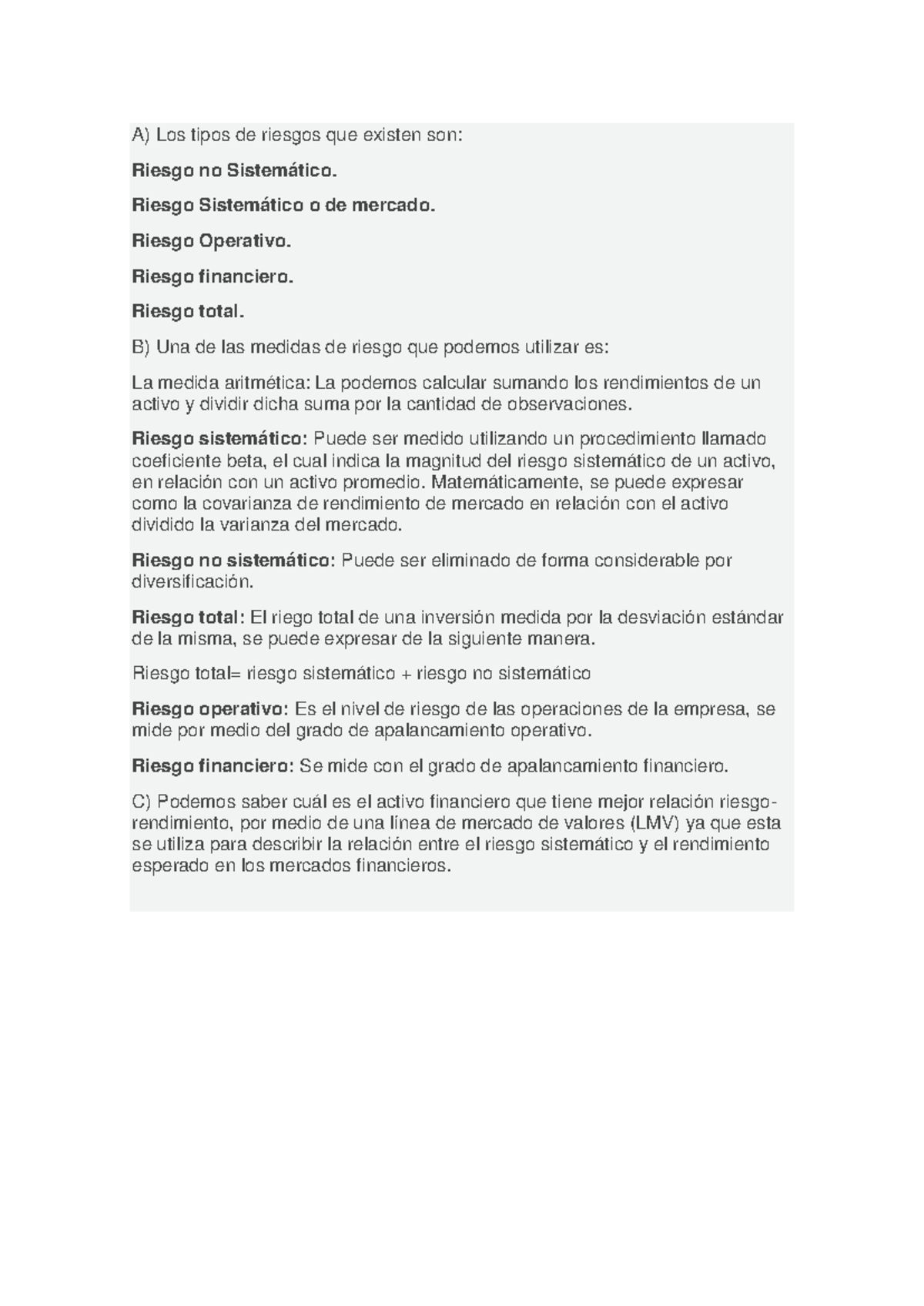 FORO 3 Control 1 - Análisis de Tipos de Riesgos Financieros - Studocu
