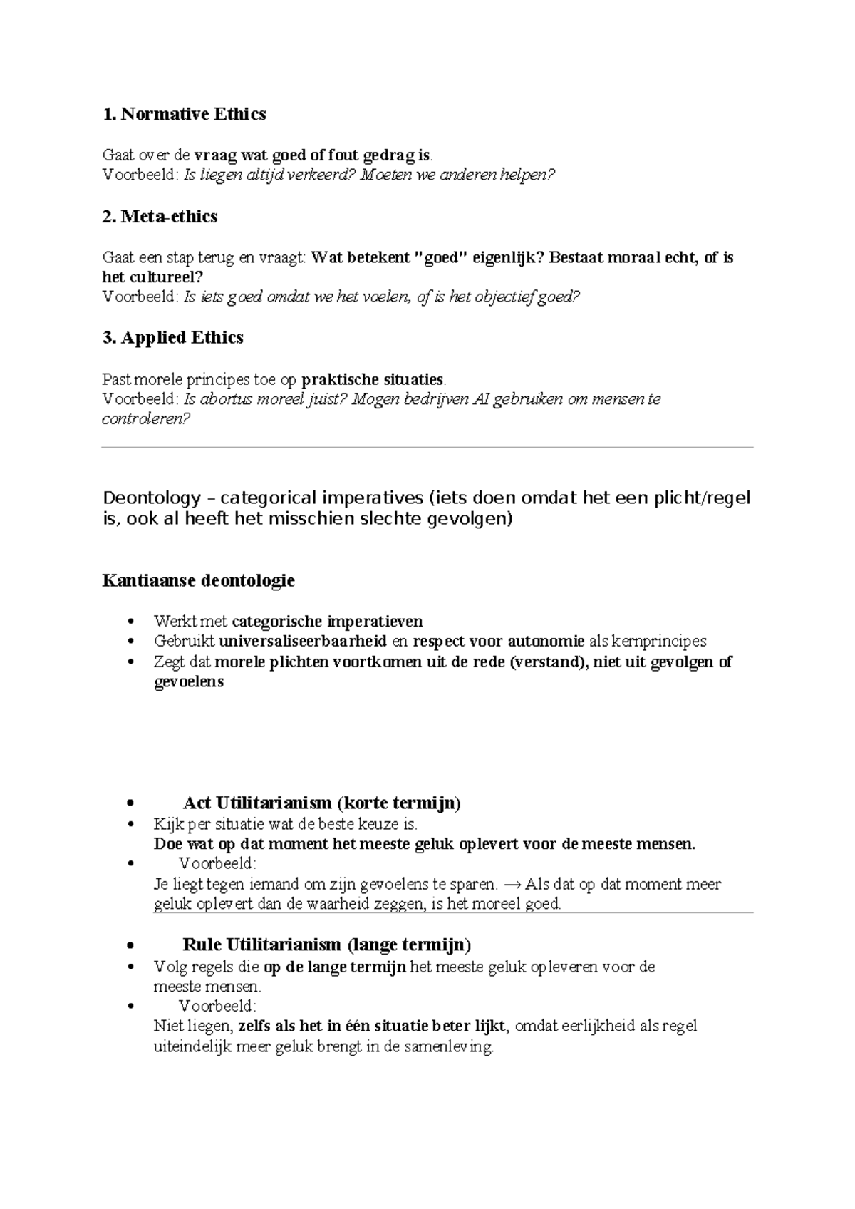 Ethics Exam Summary: Key Concepts and Theories - Studeersnel