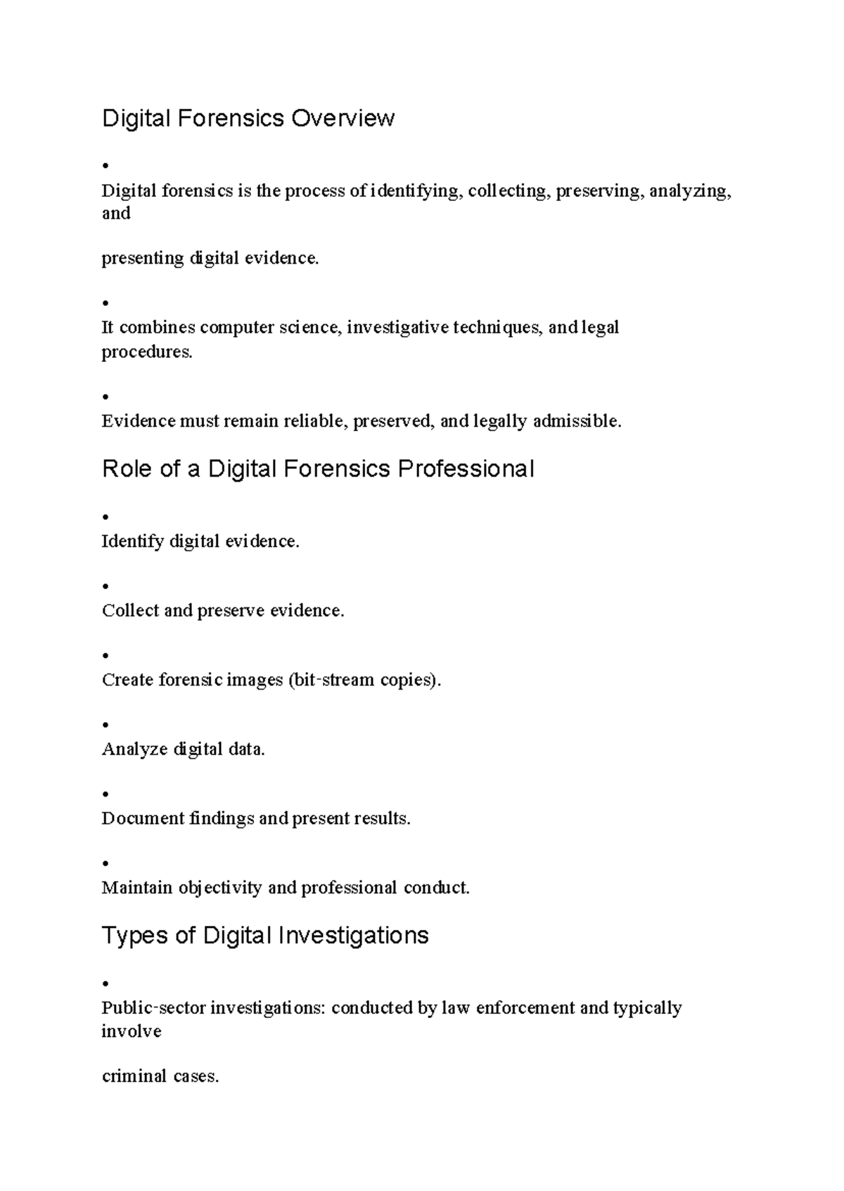 Digital Forensics Overview: Key Concepts and Practices - Studocu
