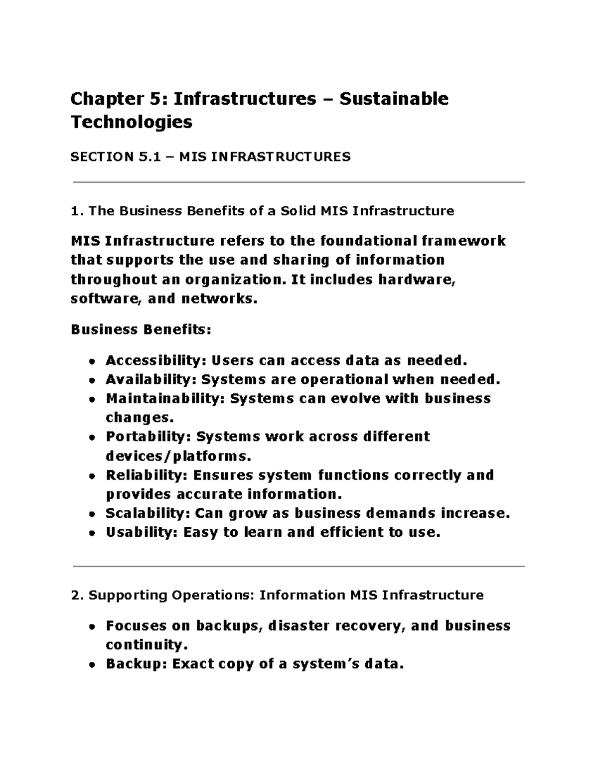 Chapter 5: Sustainable MIS Infrastructures & Business Intelligence ...