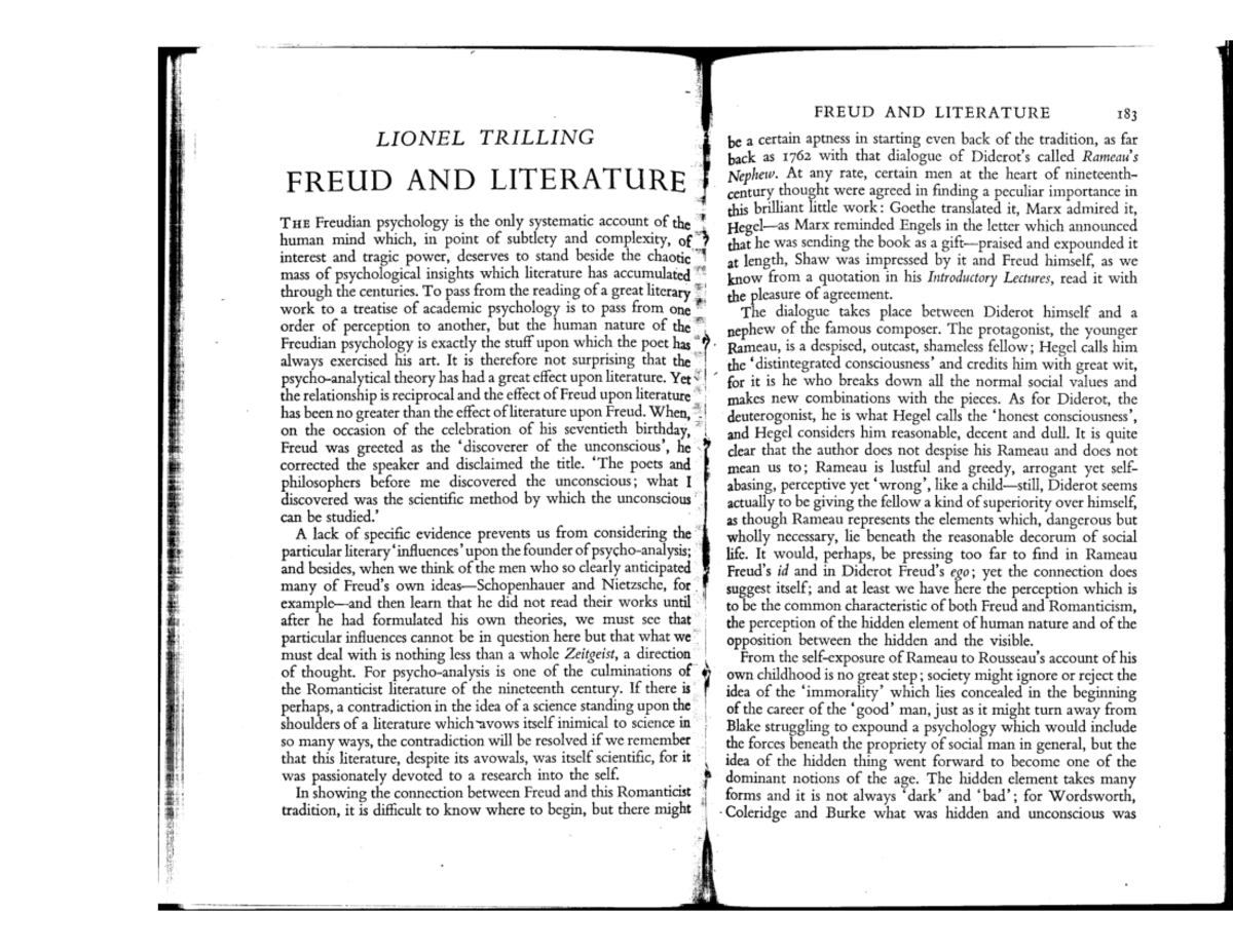 Freud's Influence on Literature: An Analysis of Trilling's Views - Studocu