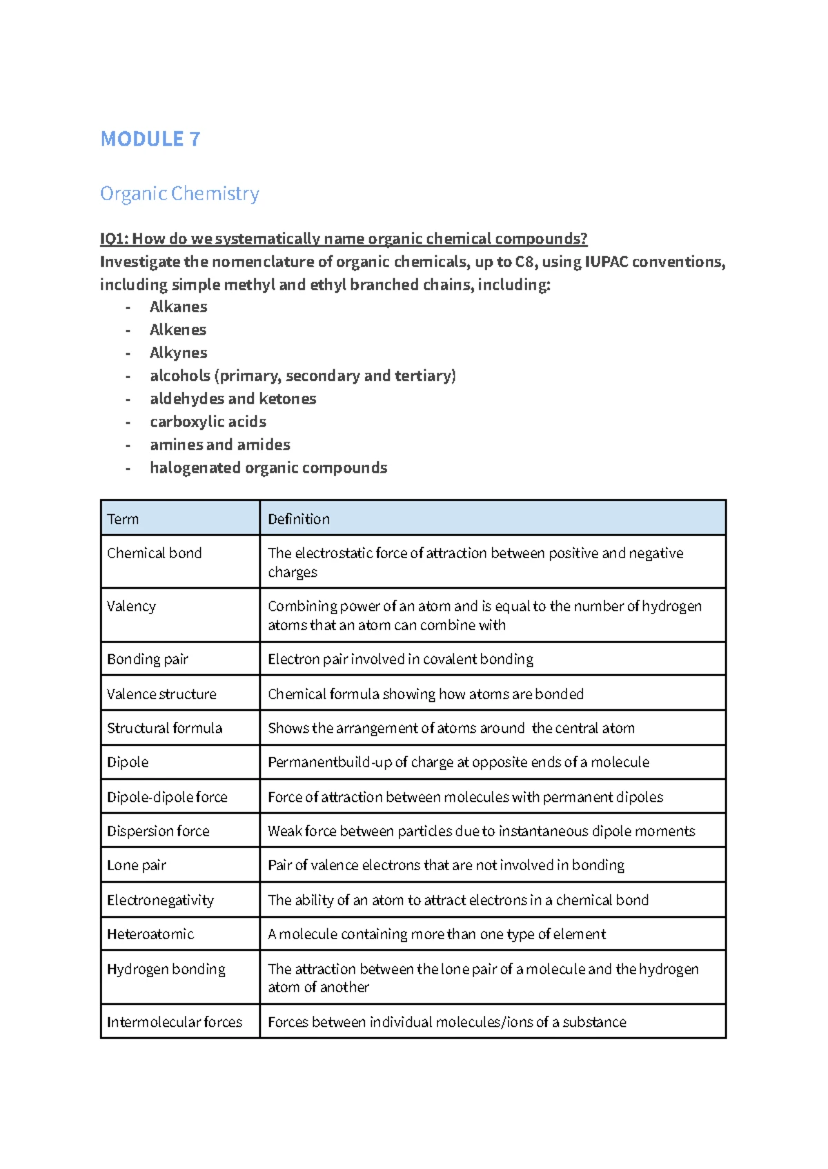 MOD 7 Organic Chem NSW Checkpoint Questions and Answers - Studocu
