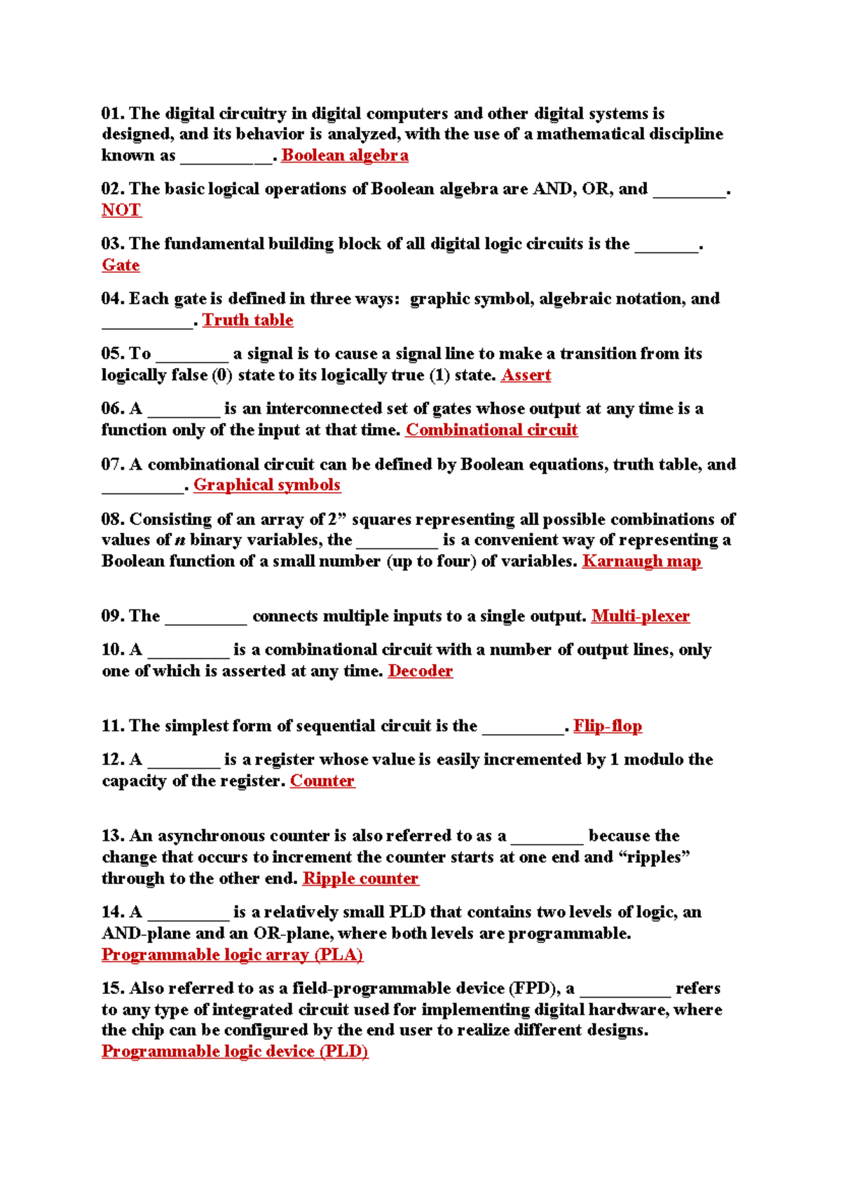 Short Answer 11 - The digital circuitry in digital computers and other ...