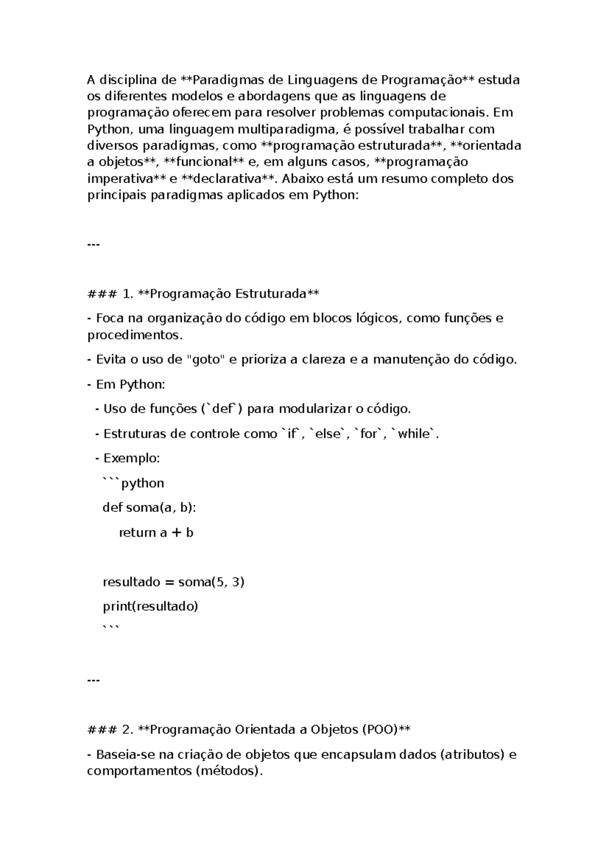 Resumo dos Paradigmas de Linguagens de Programação em Python - LING 101 ...