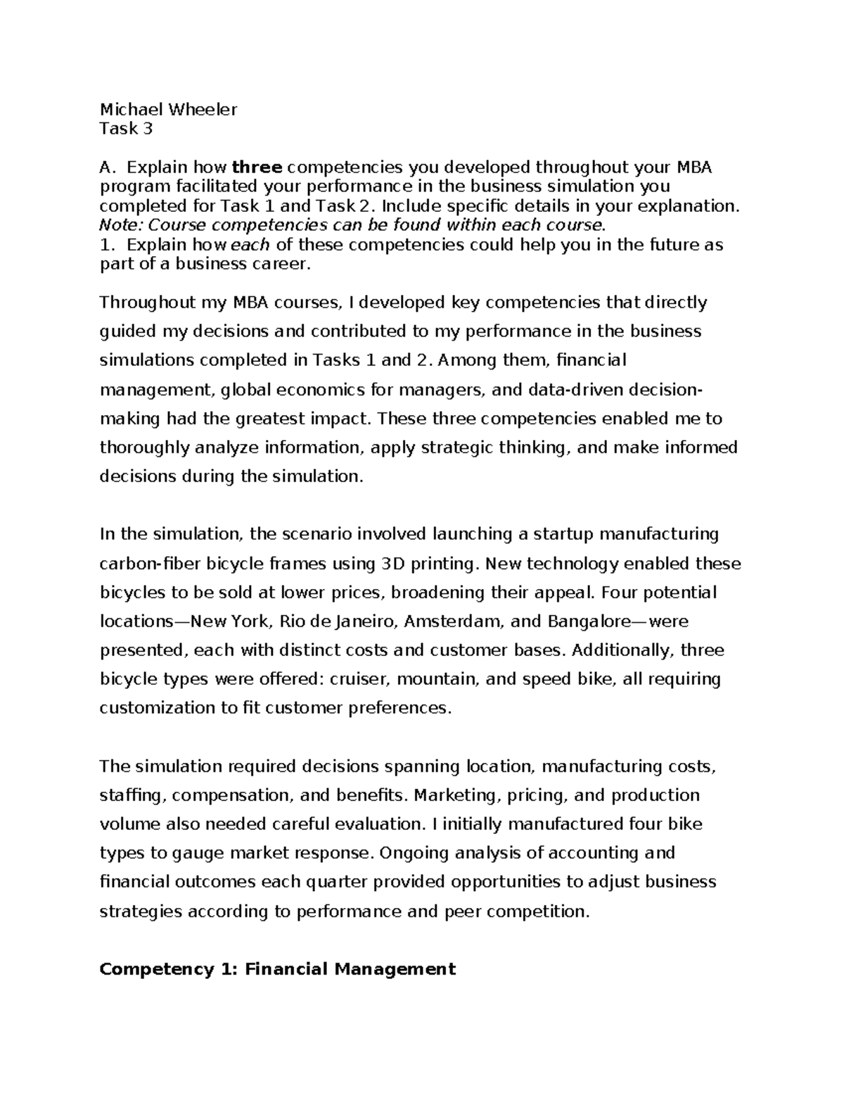 C216 Task 3: Competencies Developed in MBA for Business Simulation ...